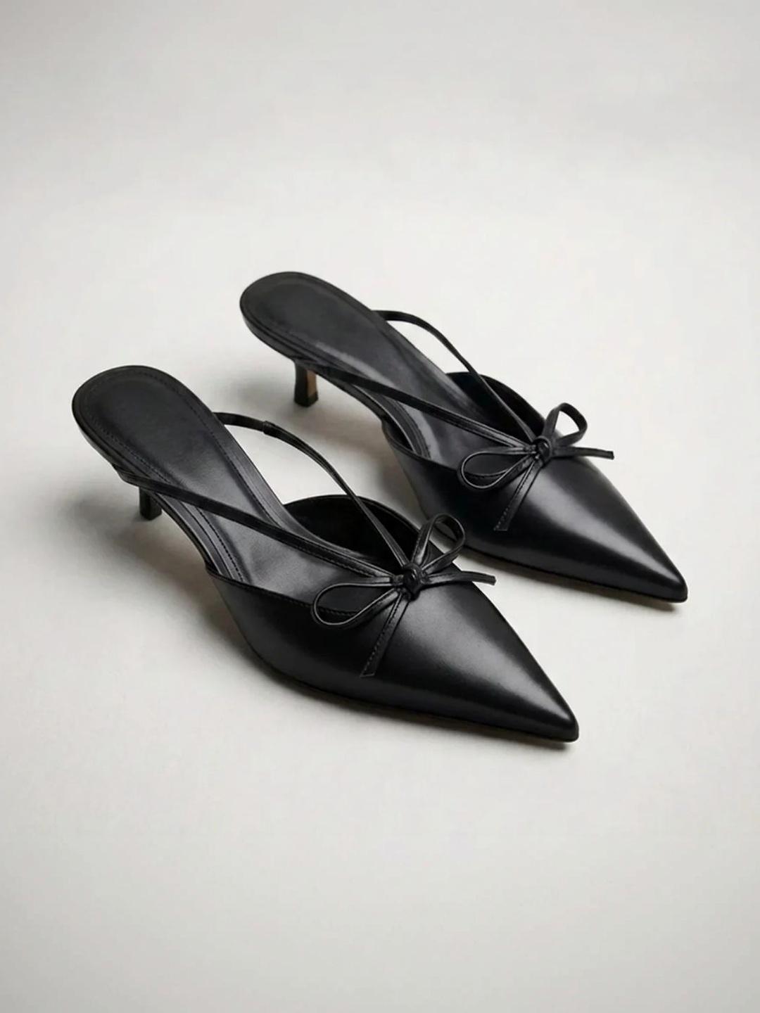 Ozzaro PU Party Kitten Mules with Bows