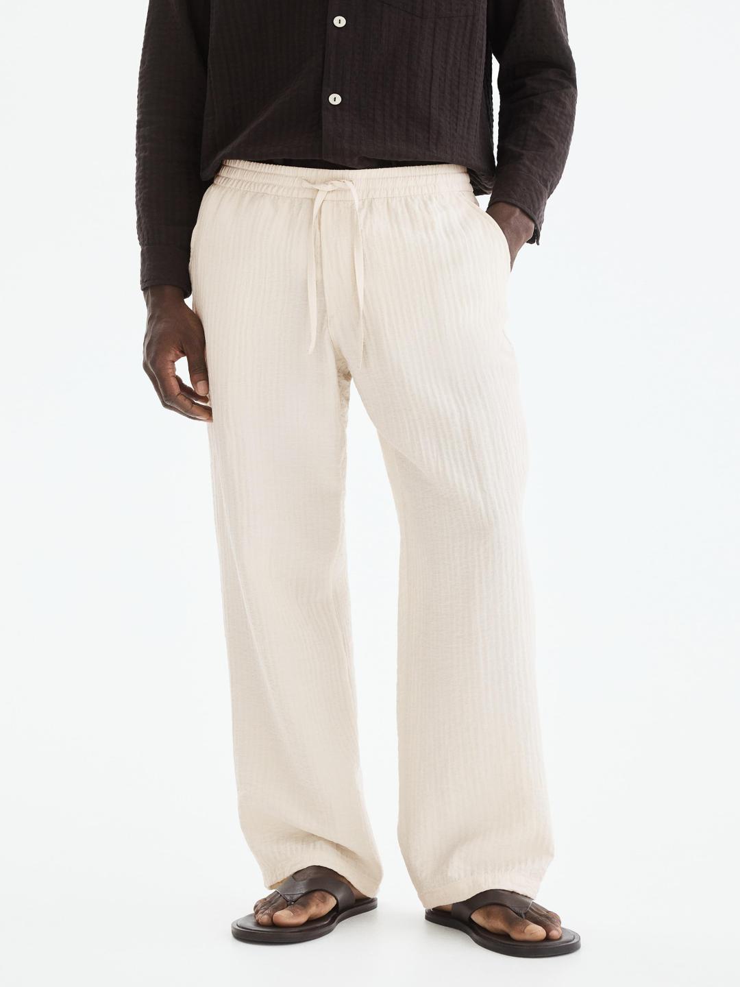 H&M Relaxed Fit Textured Trousers - Image 1