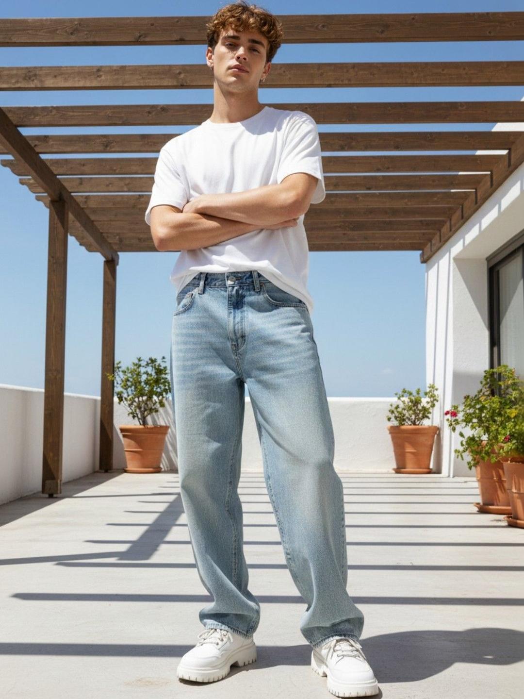 GENZILOOKS Men Relaxed Fit Mid-Rise Medium Shade Jeans