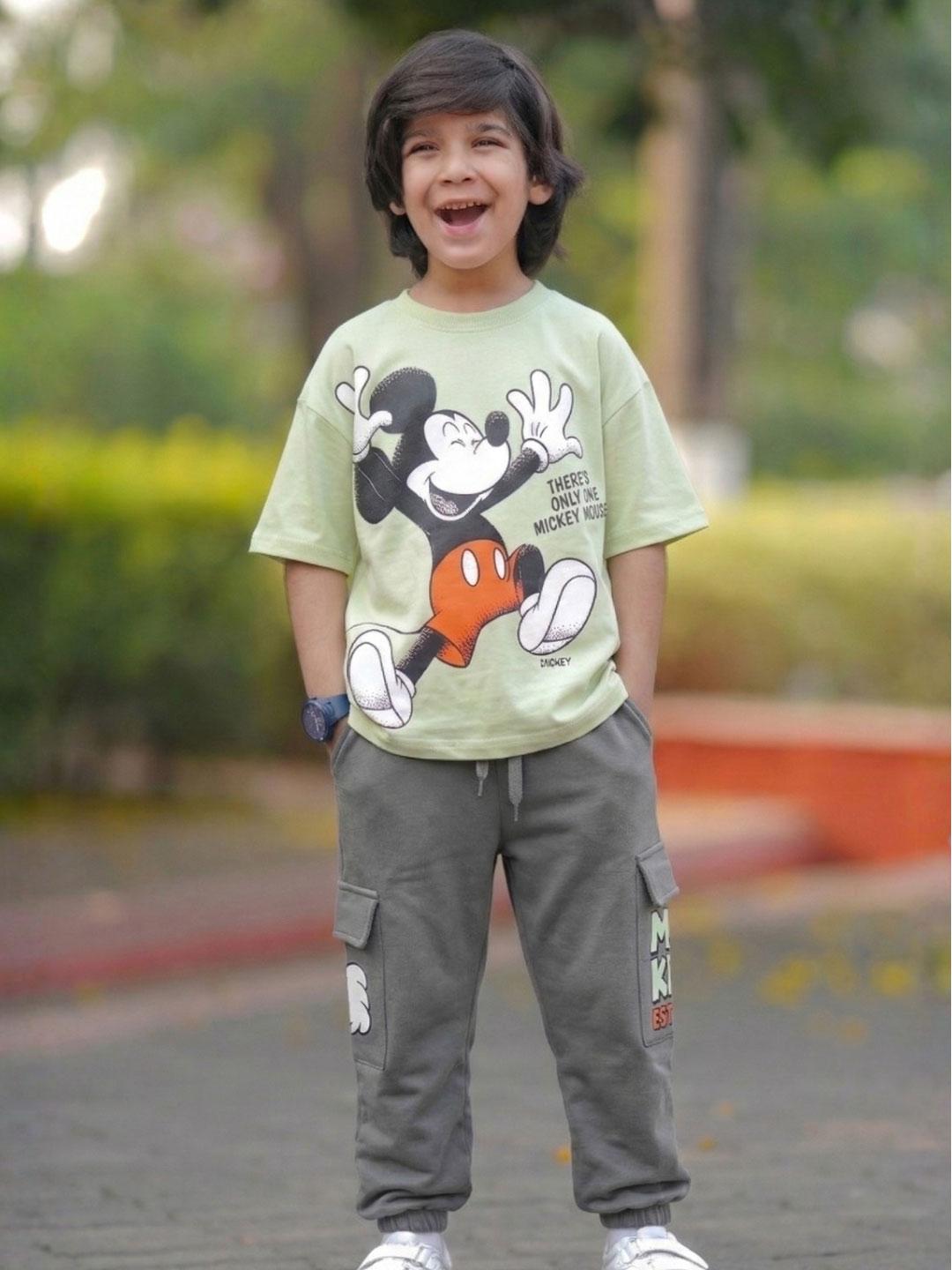 Nap Chief Kids Unisex Mickey Mouse Print T-Shirt & Cargo Joggers - Image 1