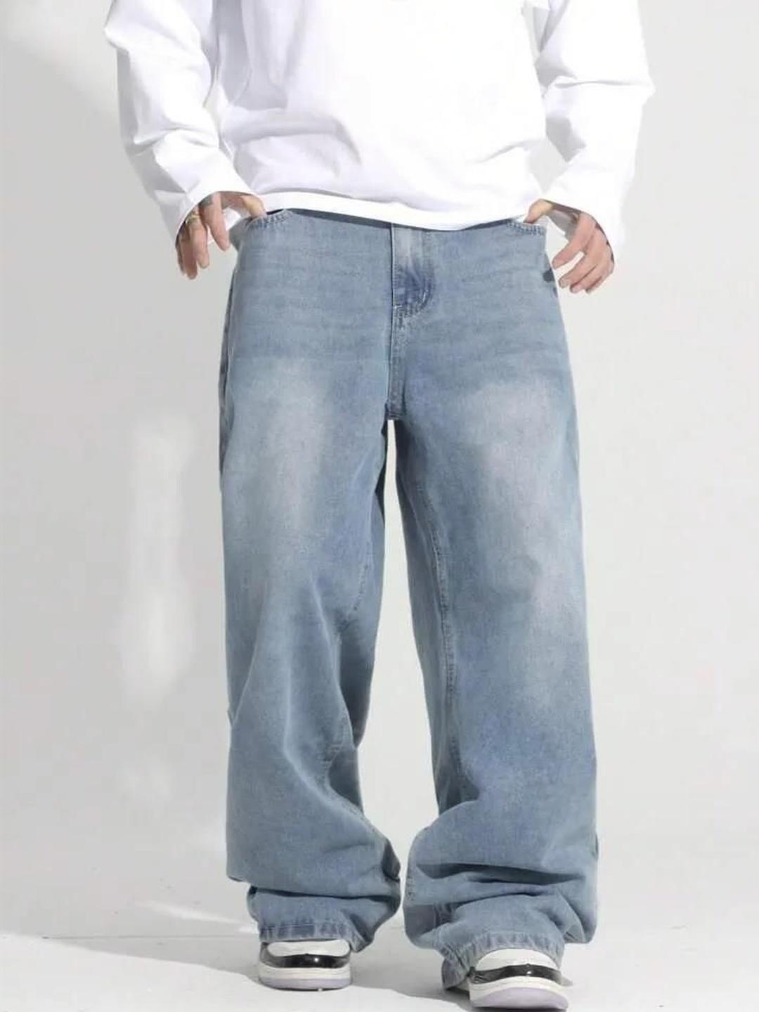 Kotty Men Wide Leg Low-Rise Light Fade Stretchable Jeans - Image 1