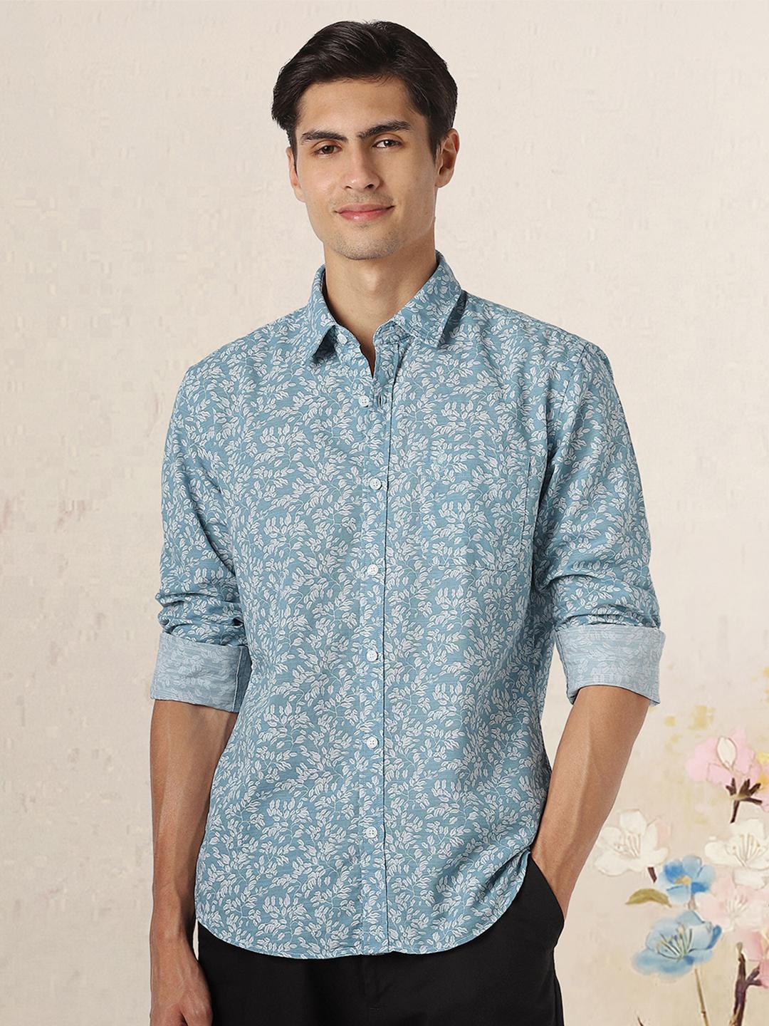 Peter England Casuals Men Slim Fit Floral Printed Shirt - Image 1
