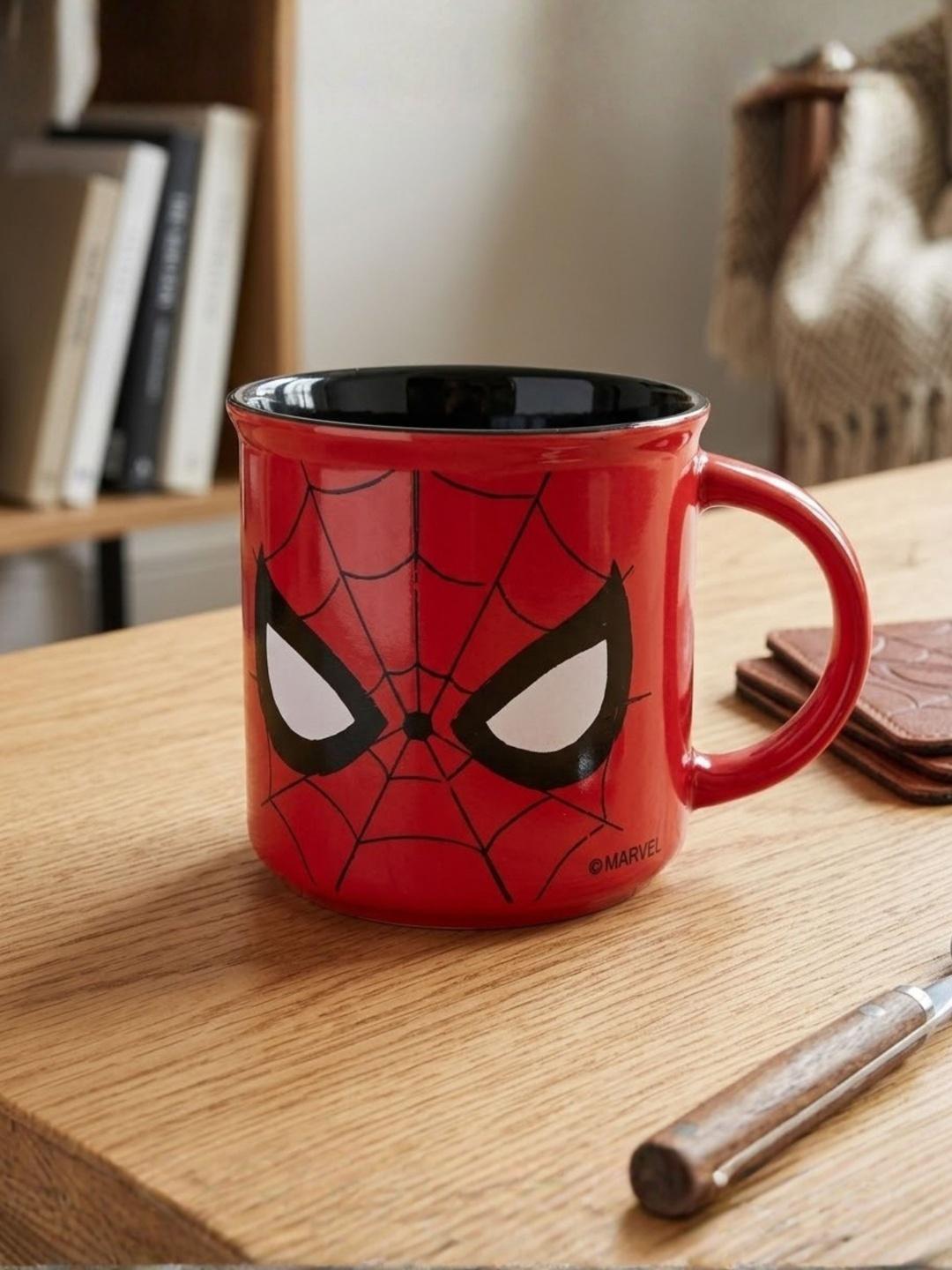 CLAY CRAFT Red Printed Ceramic Glossy Mugs Set - Image 1