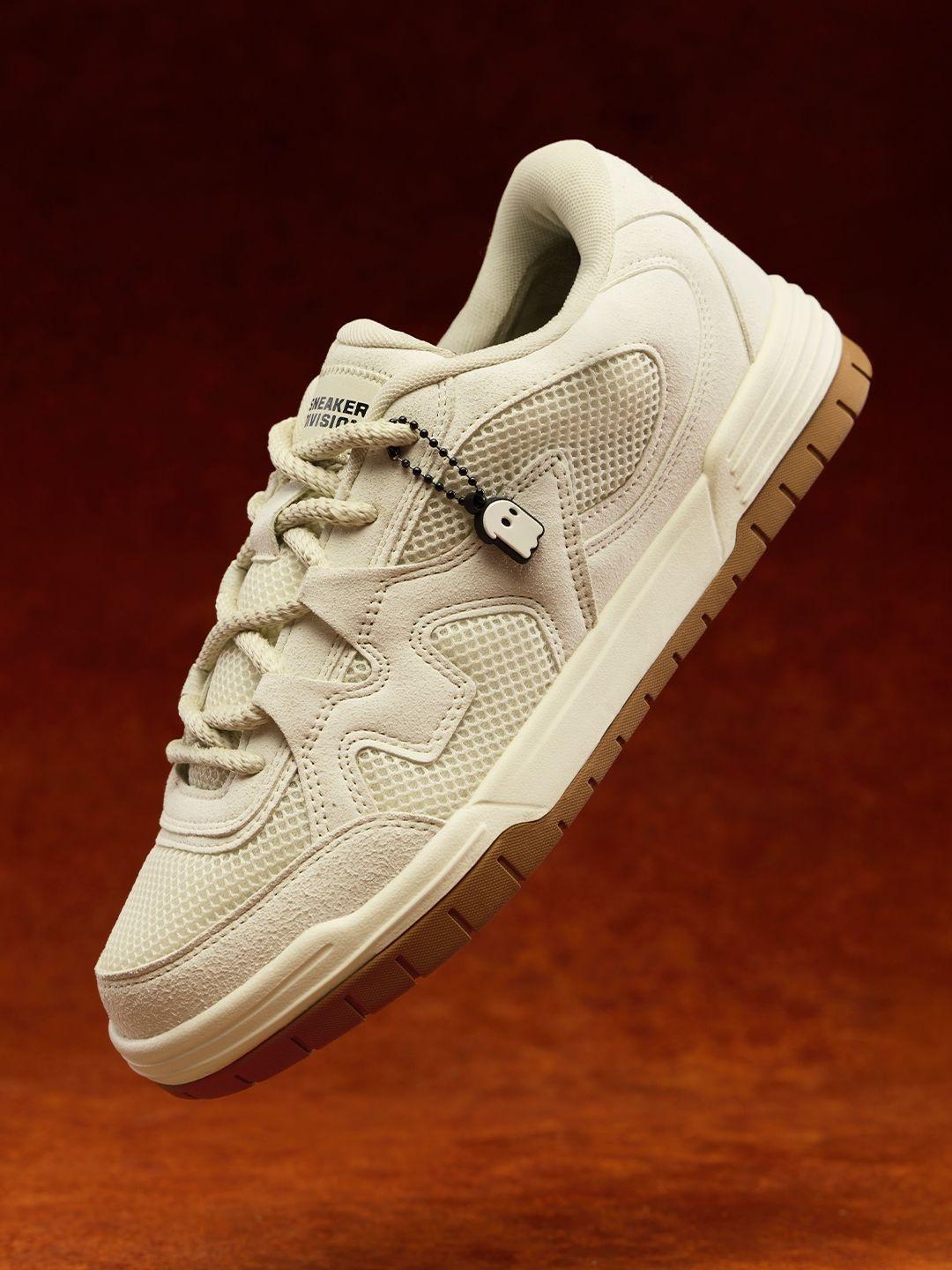 The Souled Store Men Solid Off White Low Top Sneakers - Image 1