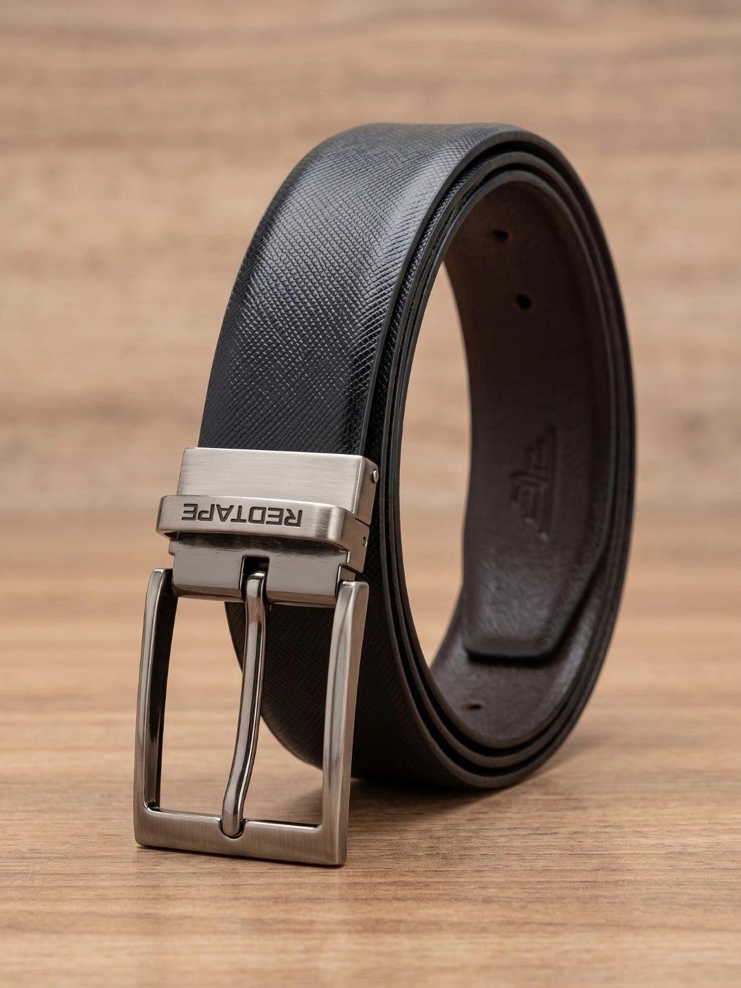 Red Tape Men Textured Leather Reversible Belt - Red - Image 1