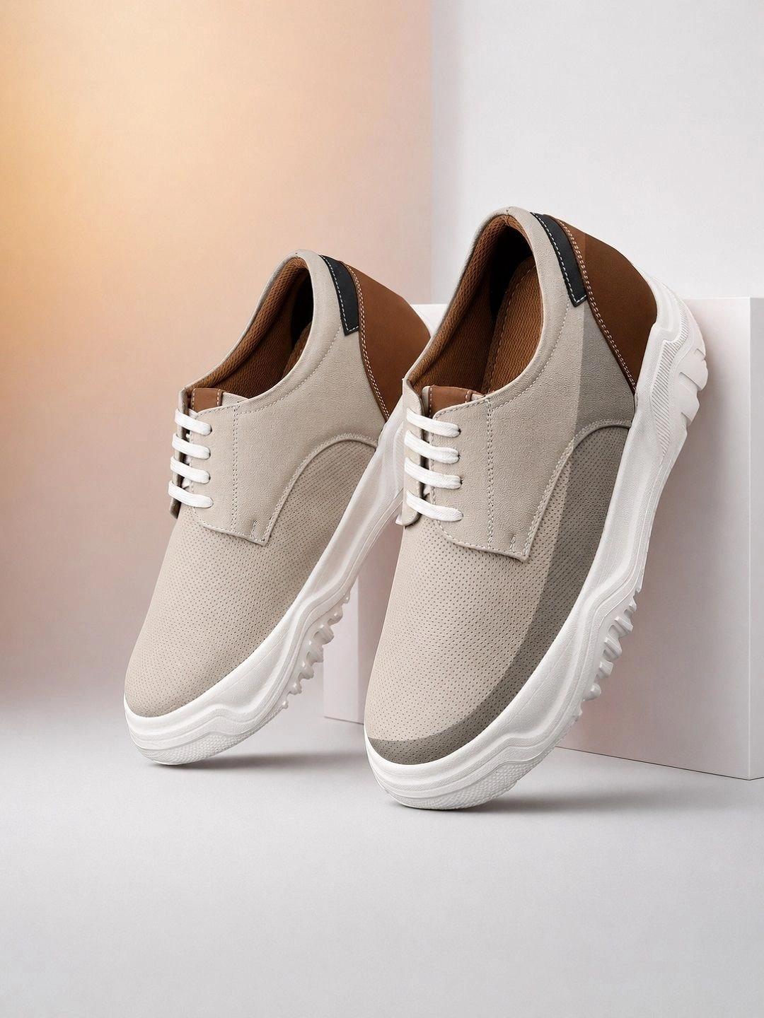 Bxxy Men Beige Elevator Sneakers - Image 1
