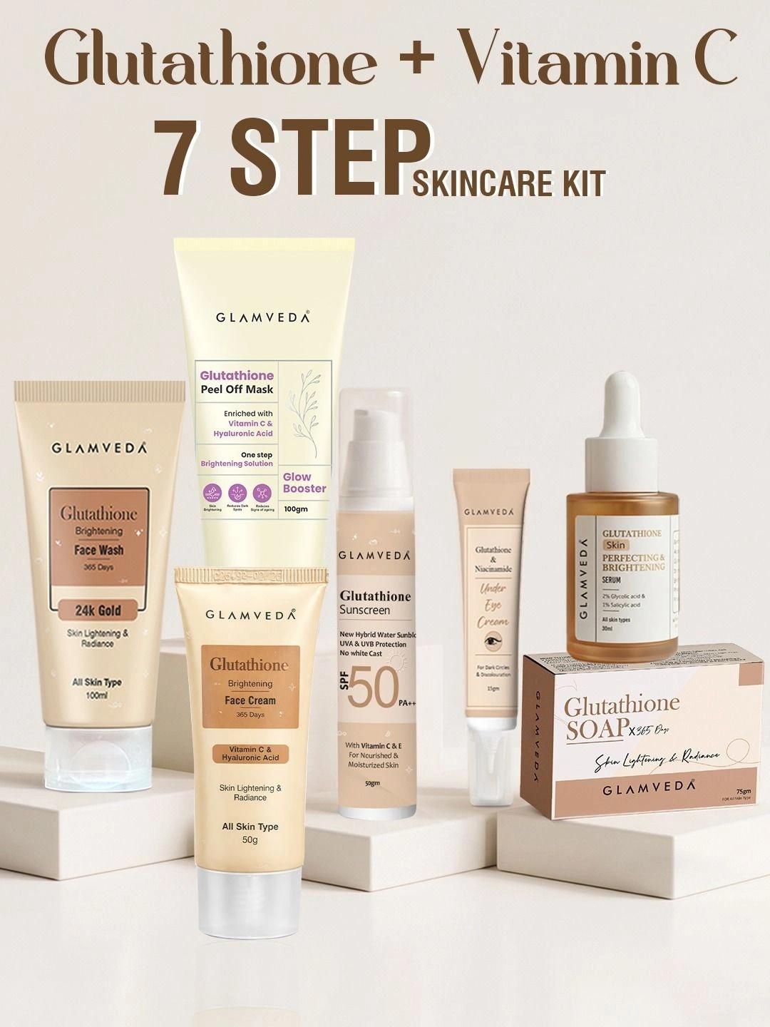 glutathione ki Buy GLAMVEDA Brightening 7 Step For Glowing Skin Skincare Combo Kit - Skin Care Combo for Unisex 39954333 Overcome Cortisol & Adrenal