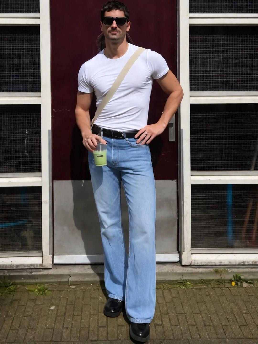Gaucha Men Flared Mid-Rise Light Blue Jeans - Image 1