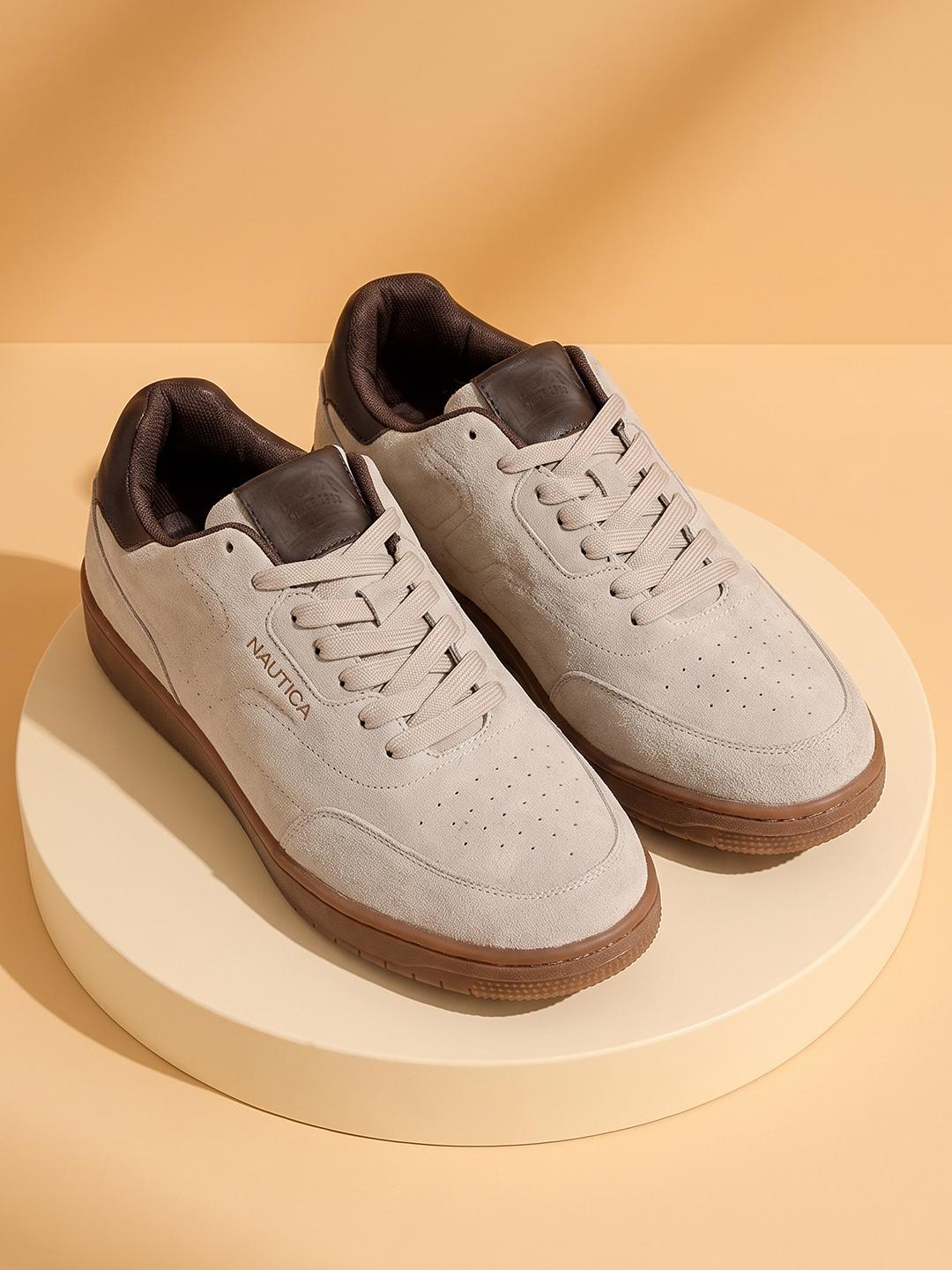 Nautica Men Grey Suede Sneakers - Image 1
