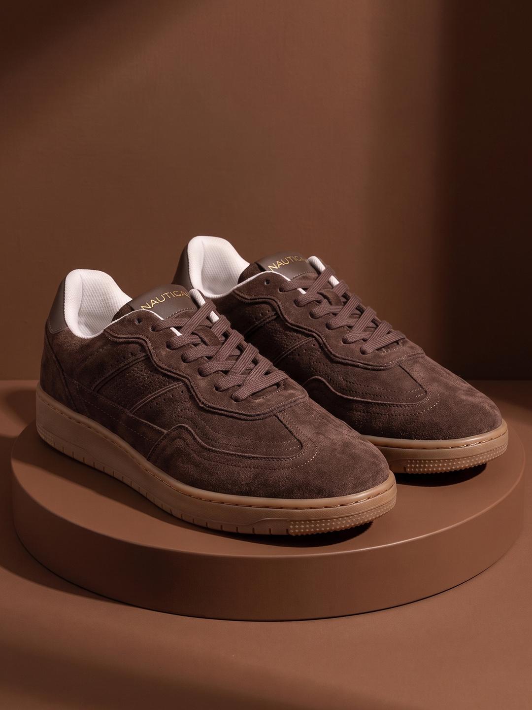 Nautica Men Brown Suede Sneakers