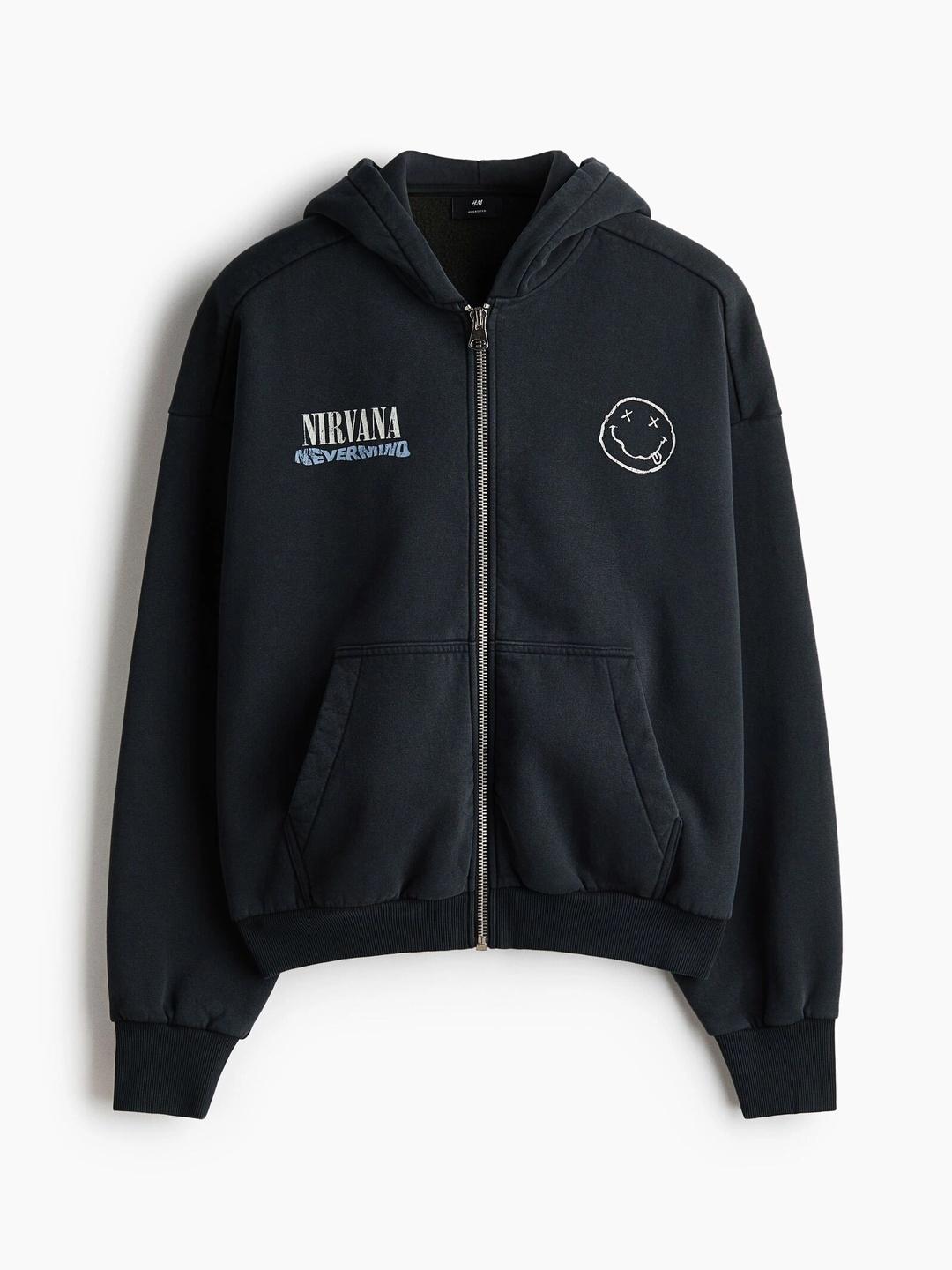 H&M Men Printed Hooded Sweatshirt - Image 1