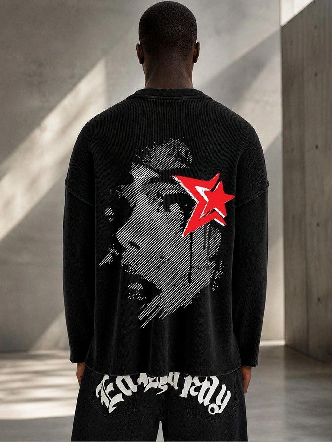 Wingrise Men Printed Drop-Shoulder Woollen T-Shirt - Image 1