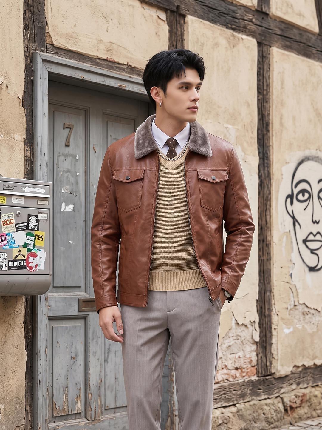 Suo Men Leather Jacket - Image 1