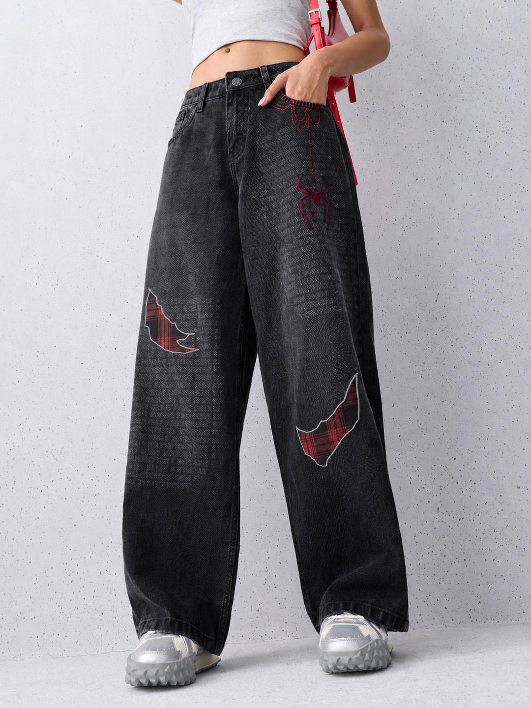 The Souled Store Women Mid-Rise Light Fade Embroidered Jeans - Image 1
