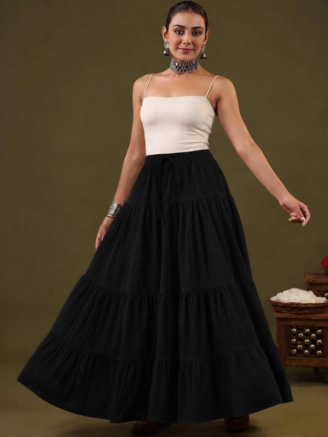 PTVIZE Women Tiered Maxi Tiered Skirt