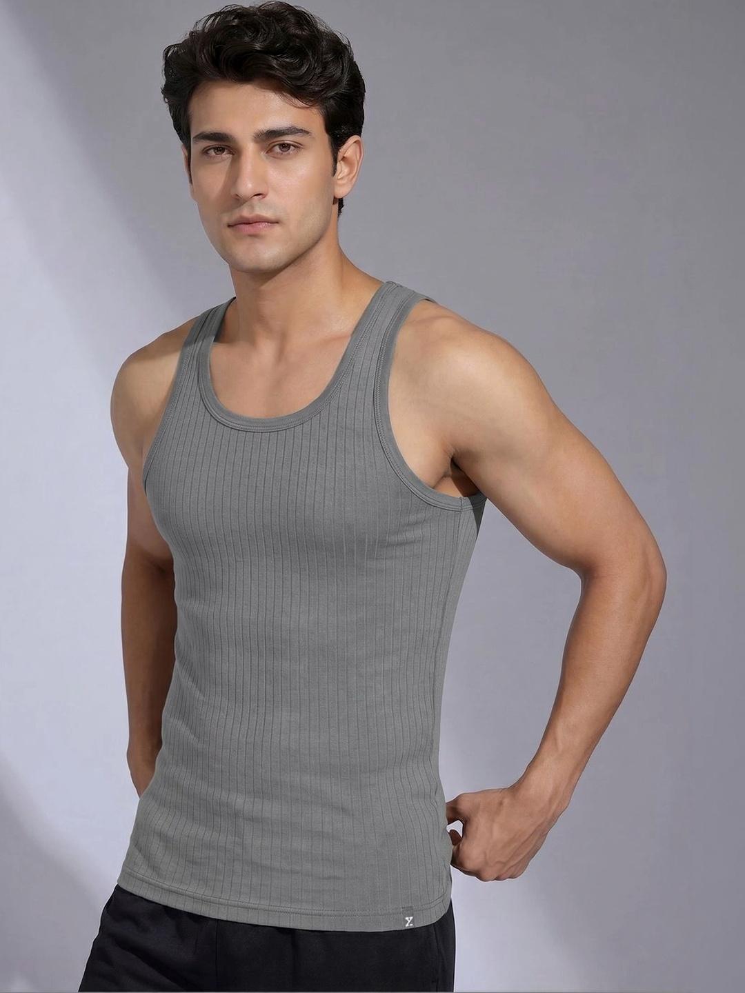 XYXX Men Solid Nova Super Combed Cotton Grey Round Neck Innerwear Vest - Image 1