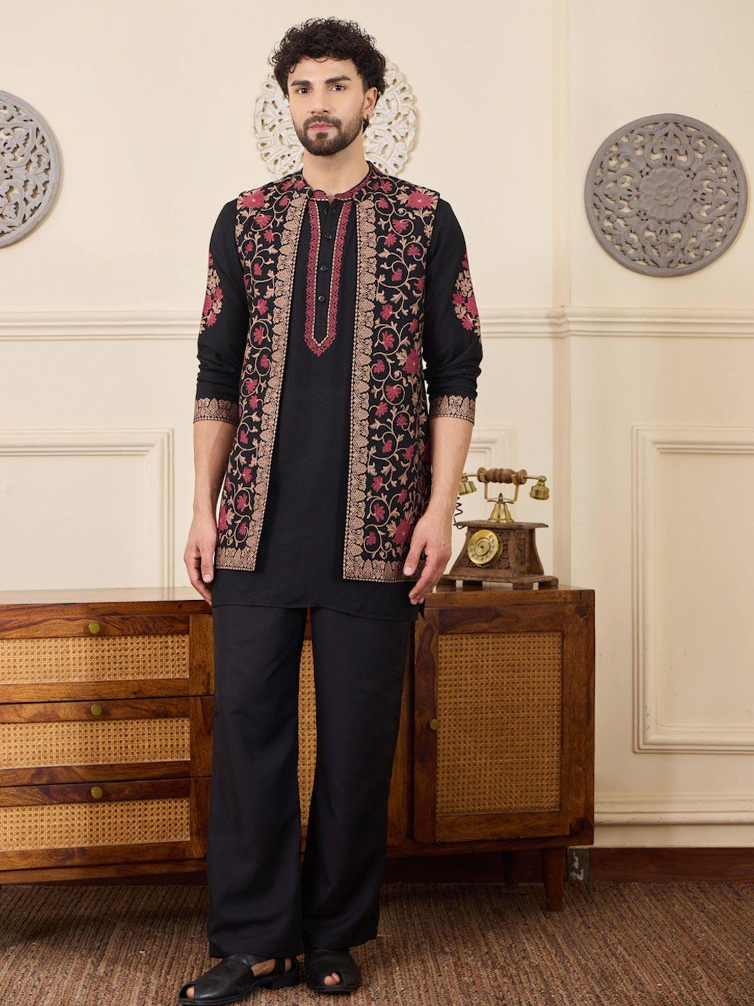 House of Pataudi Men Kurta with Bottom and Jacket - Image 1
