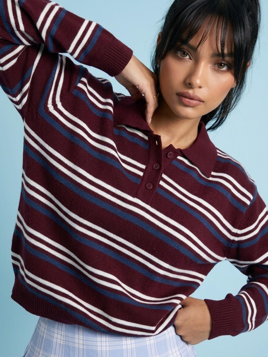 SPORT STREET by glitchez Striped Knitted Pullover - Image 1
