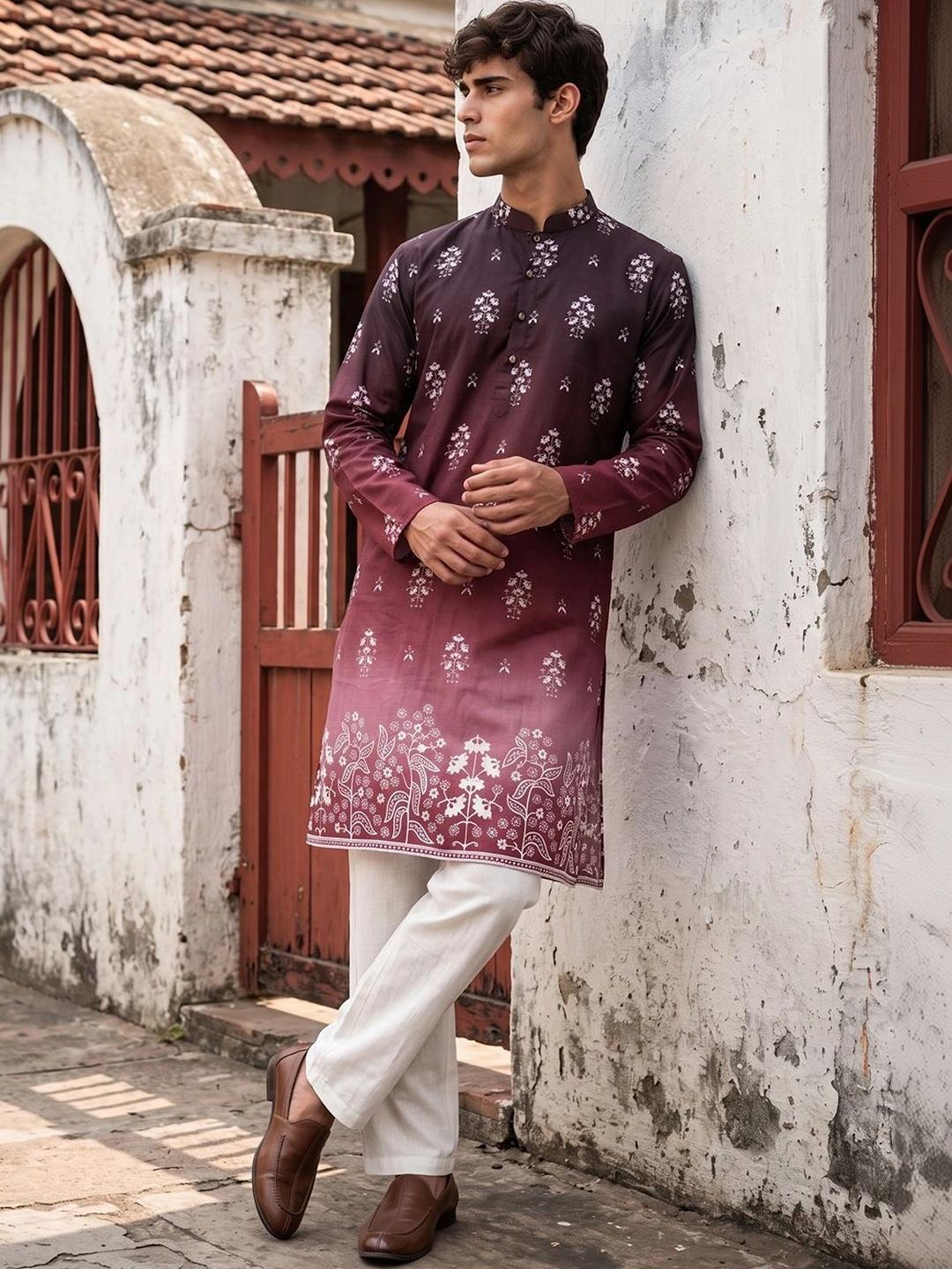 DRIP CHOWK Men Ethnic Motifs Printed Kurta with Trousers - Image 1