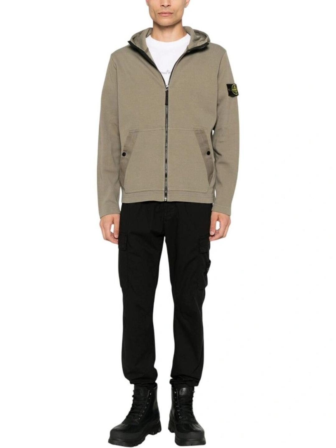Stone Island Men Hooded Sweatshirt Beige - Image 1