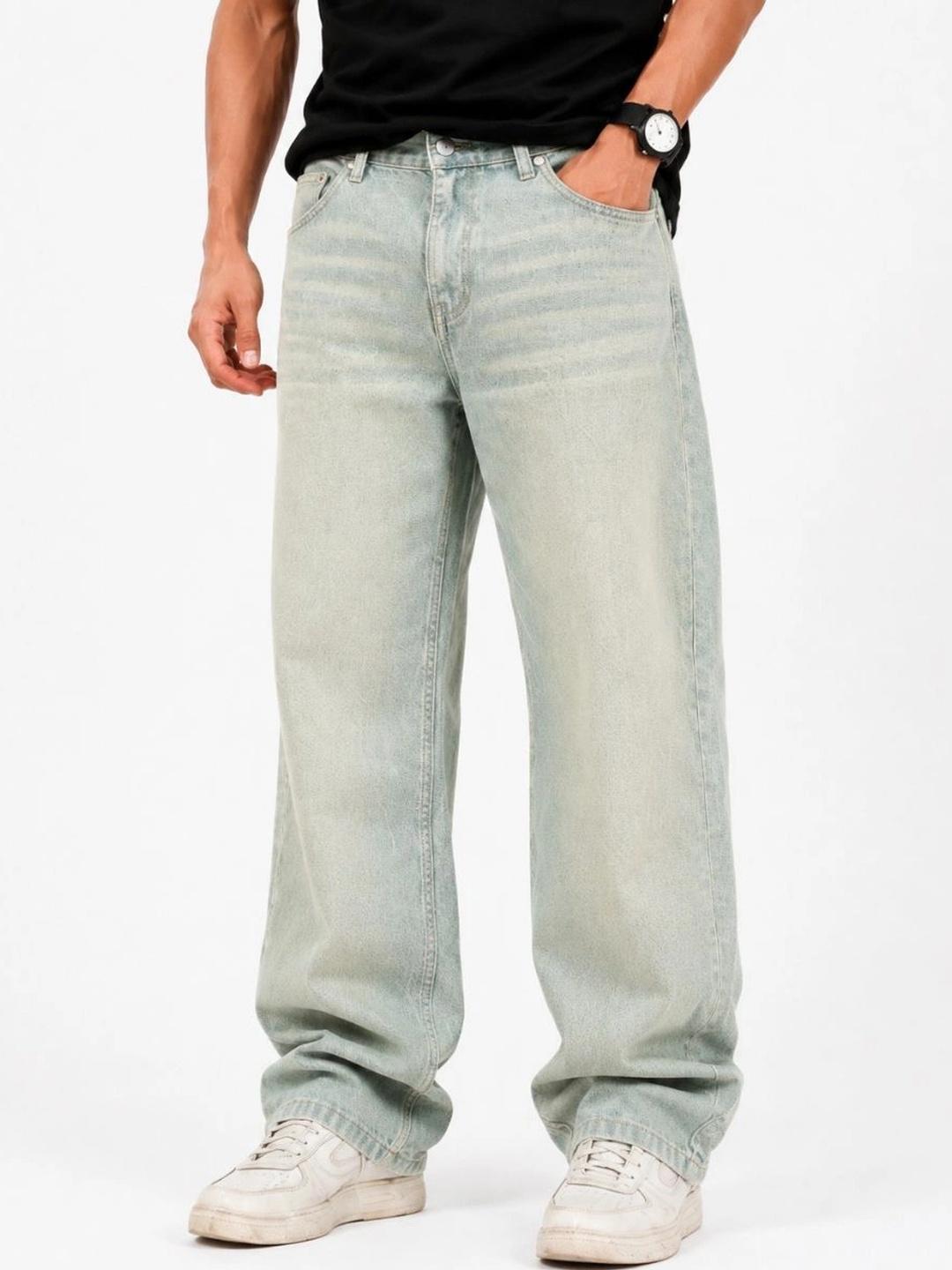 MQ Denim Men Straight Fit Mid-Rise Light Fade Jeans Blue - Image 1