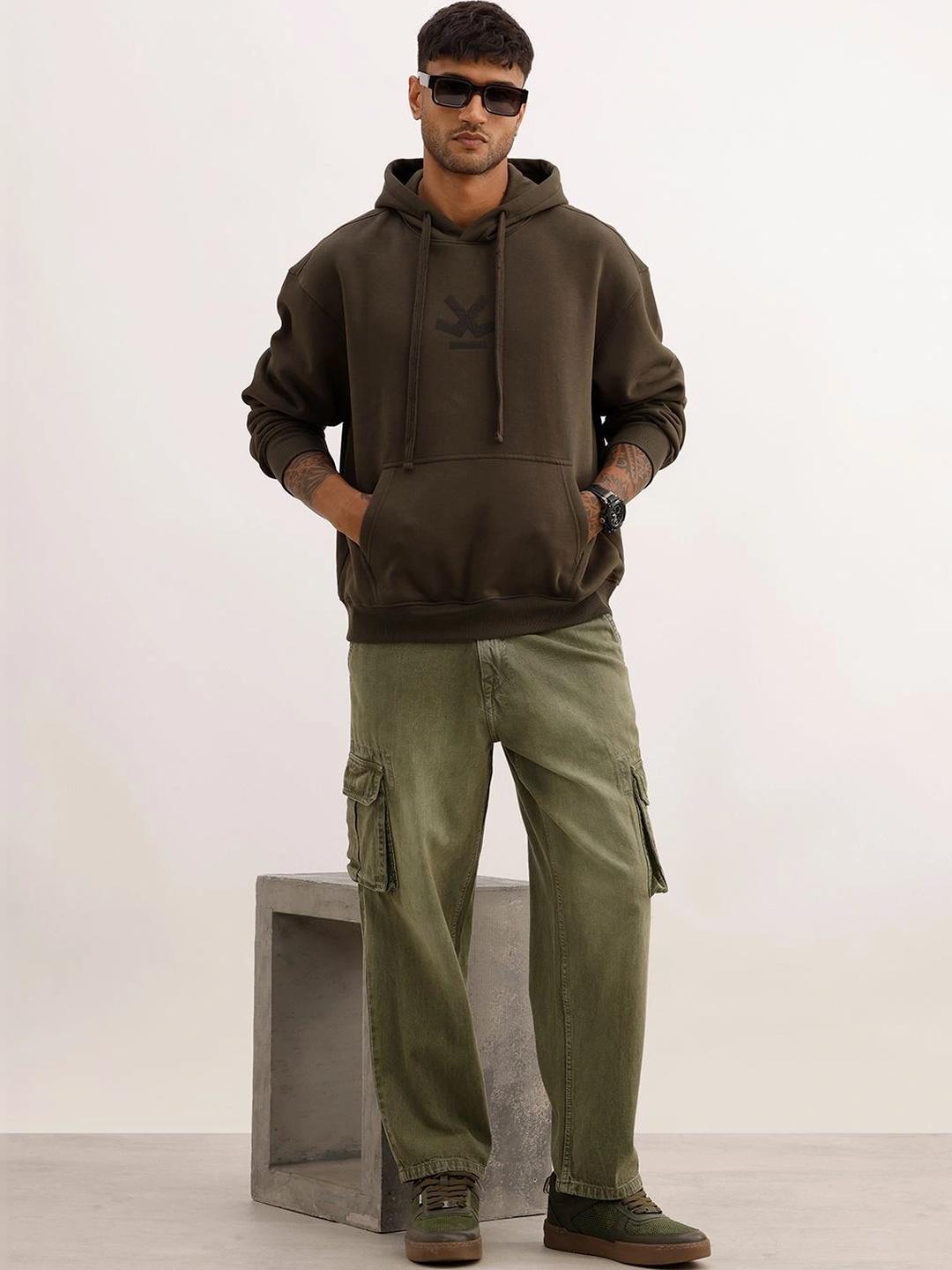 WROGN Men Printed Hooded Sweatshirt - Image 1