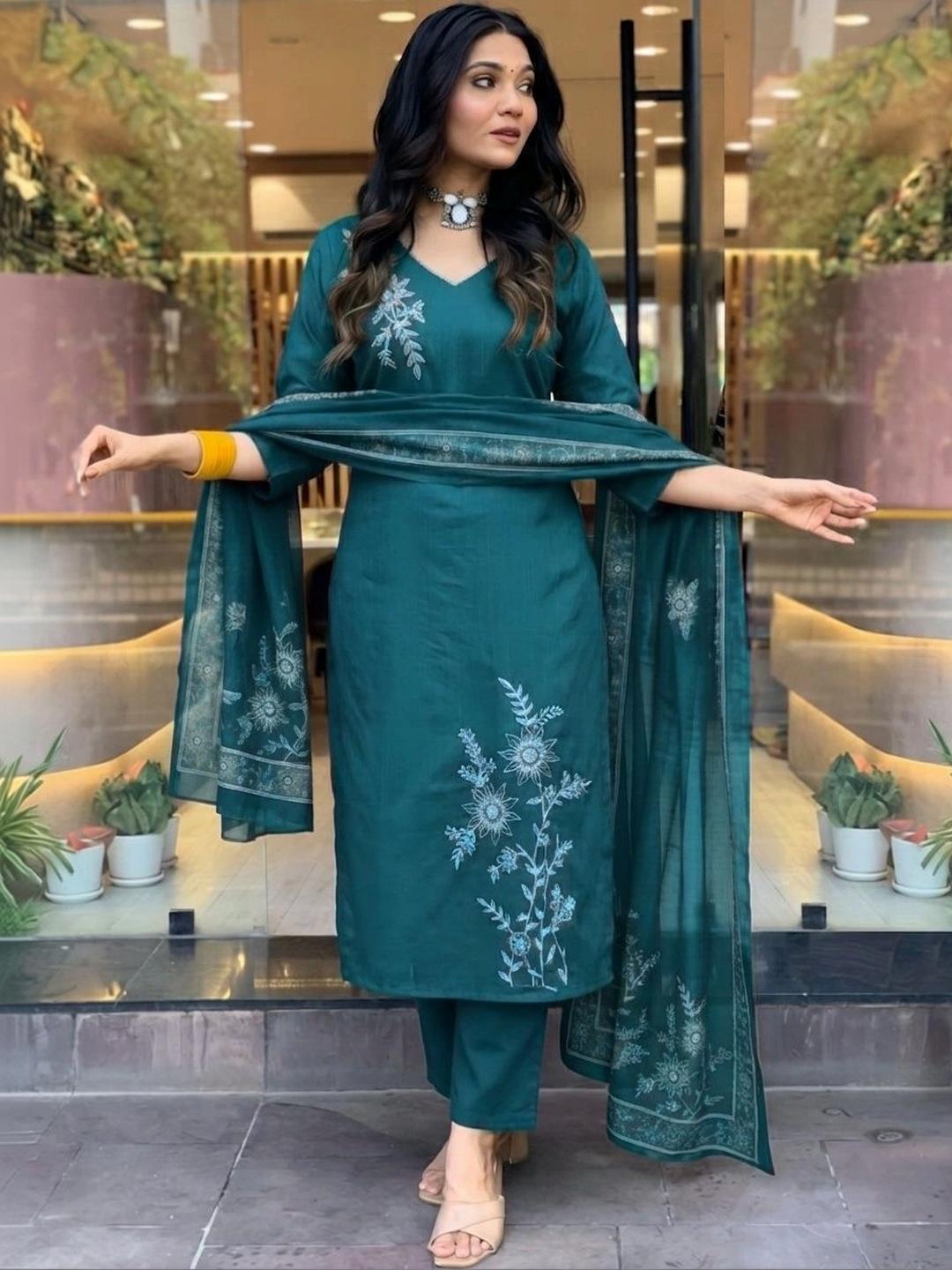 Anouk Ethnic Motifs Embroidered Kurta Set - Image 1