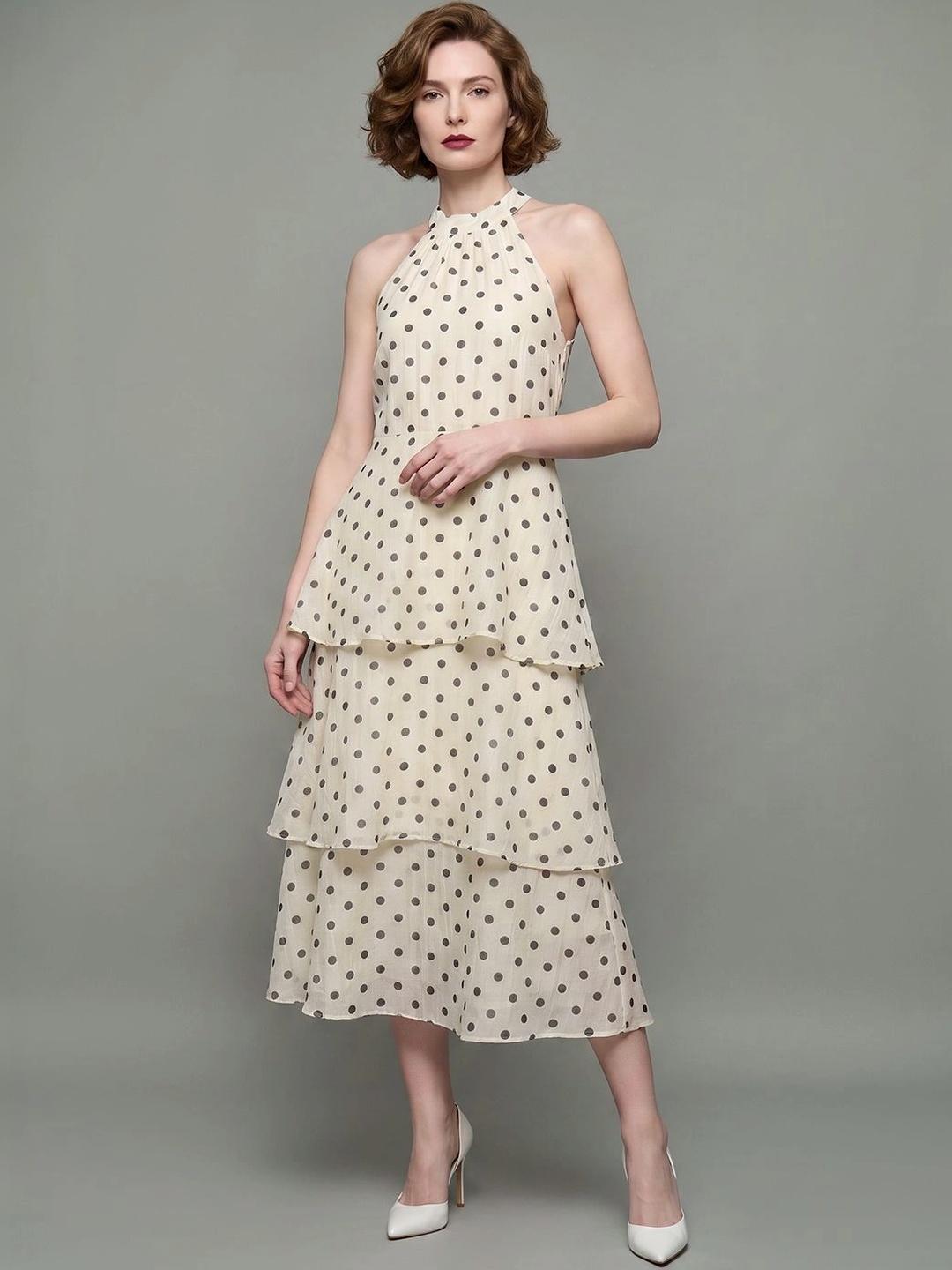 Vero Moda Polka Dot Halter Neck Midi Dress - Image 1