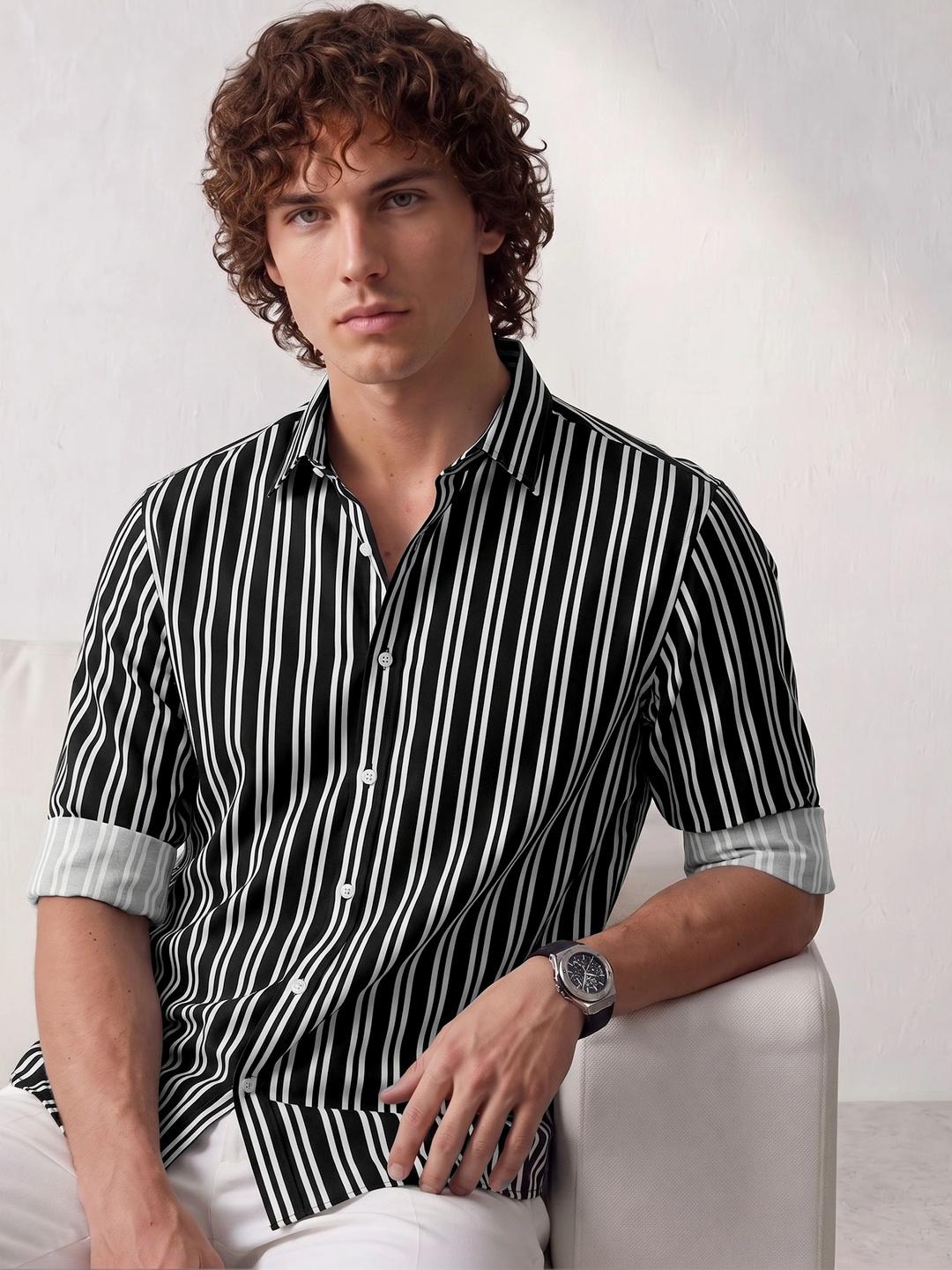 Voroxy Men Standard Striped Casual Shirt - Image 1
