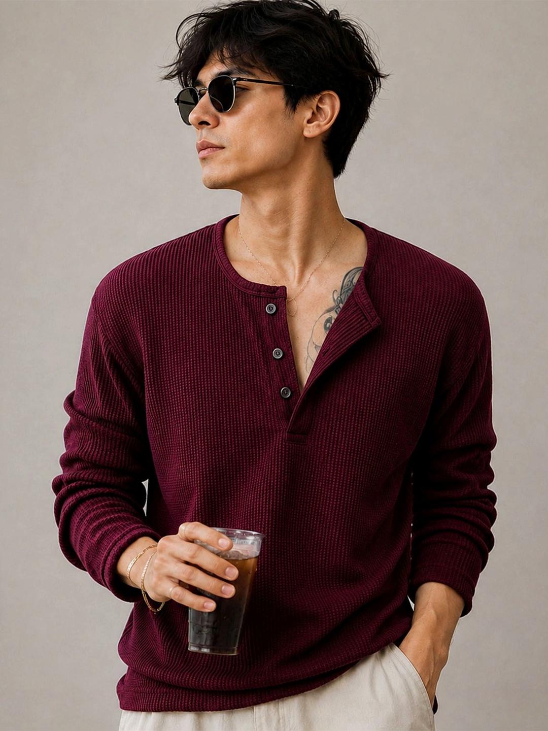 THE BEETEL HOUSE Men Henley Neck T-shirt - Image 1