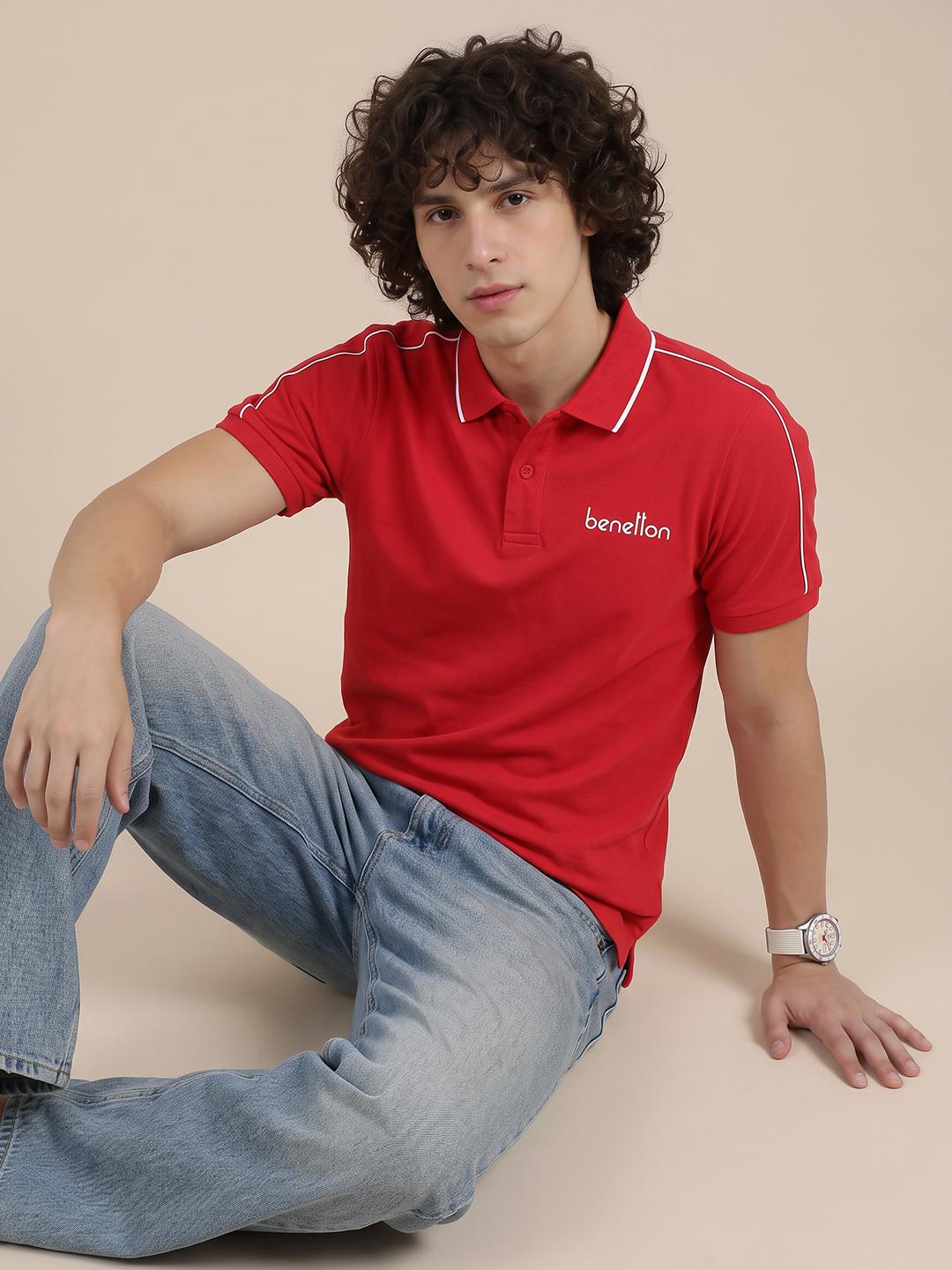 United Colors of Benetton Brand Logo Polo Collar T-shirt - Image 1