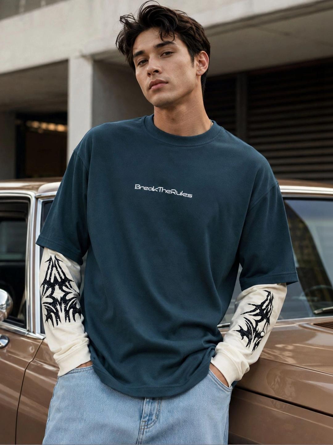 Maniac Men Typography Printed Monochrome T-shirt