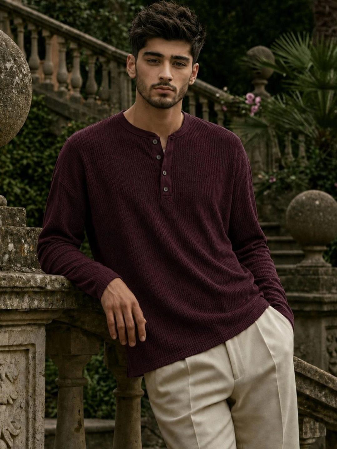 Force Men Henley Neck Long Sleeve T-shirt - Image 1
