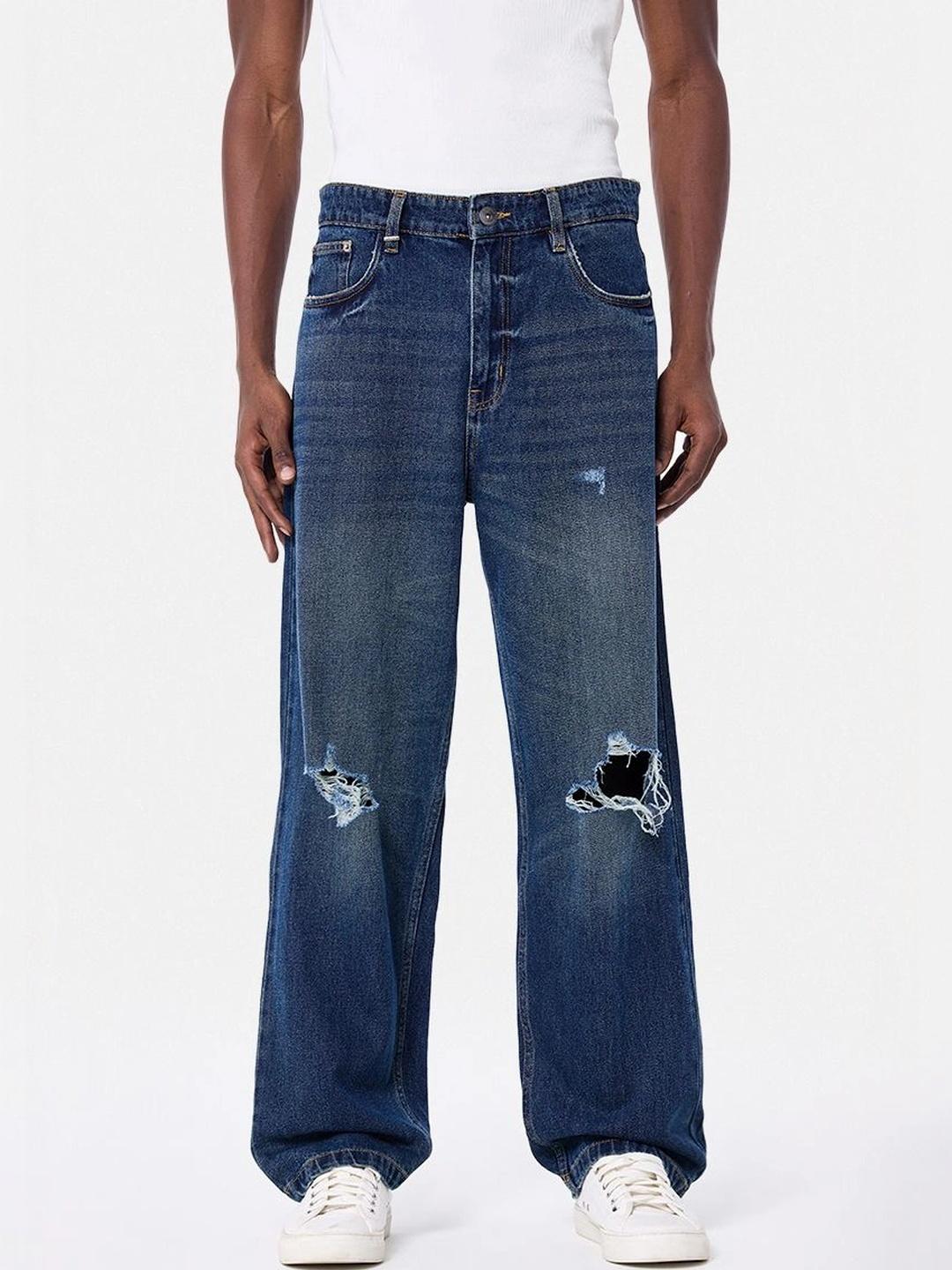 Snitch Men Mid-Rise Highly Distressed Light Fade Jeans - Image 1