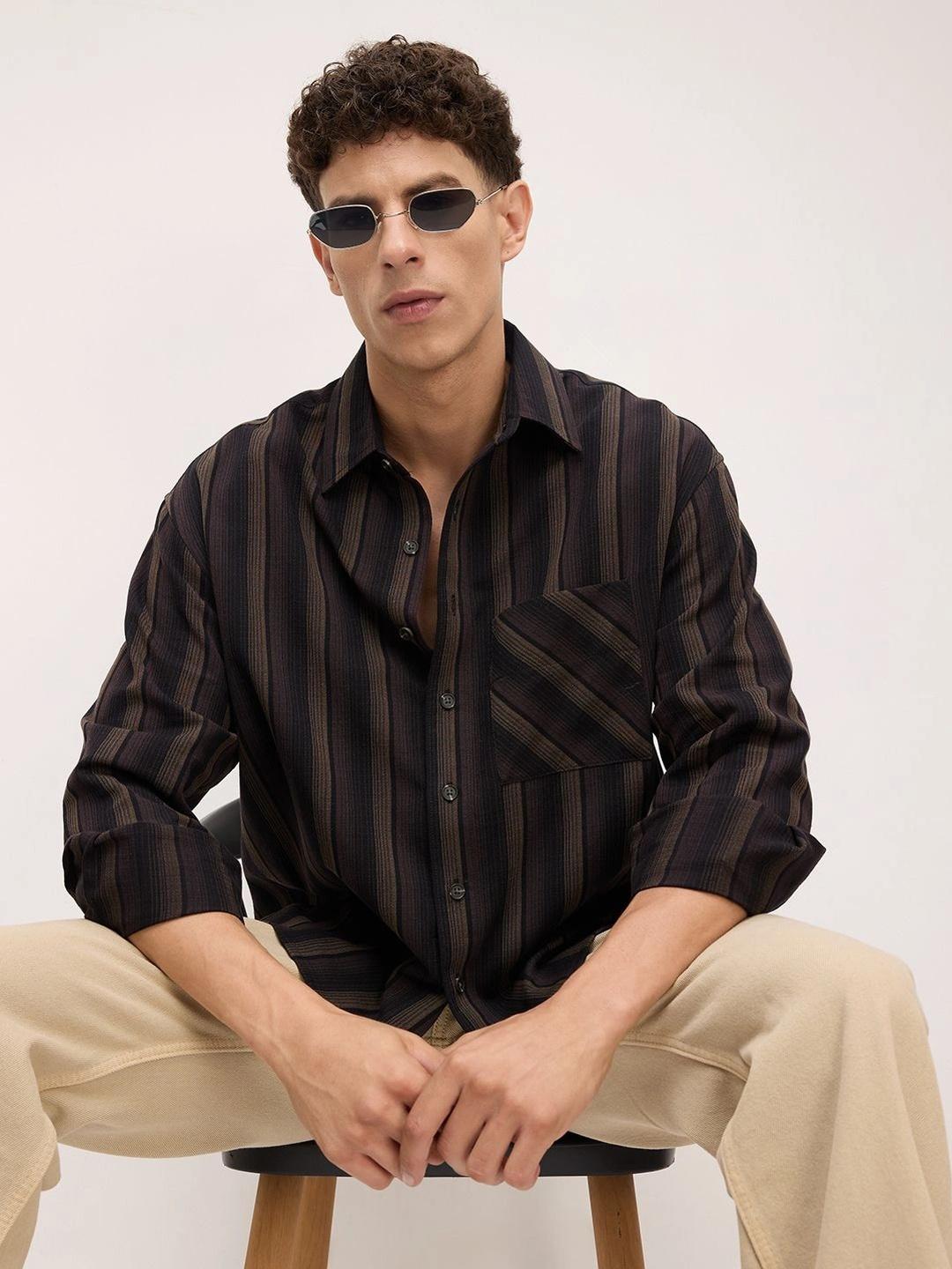 VASTRADO Men Classic Boxy Striped Casual Shirt - Image 1