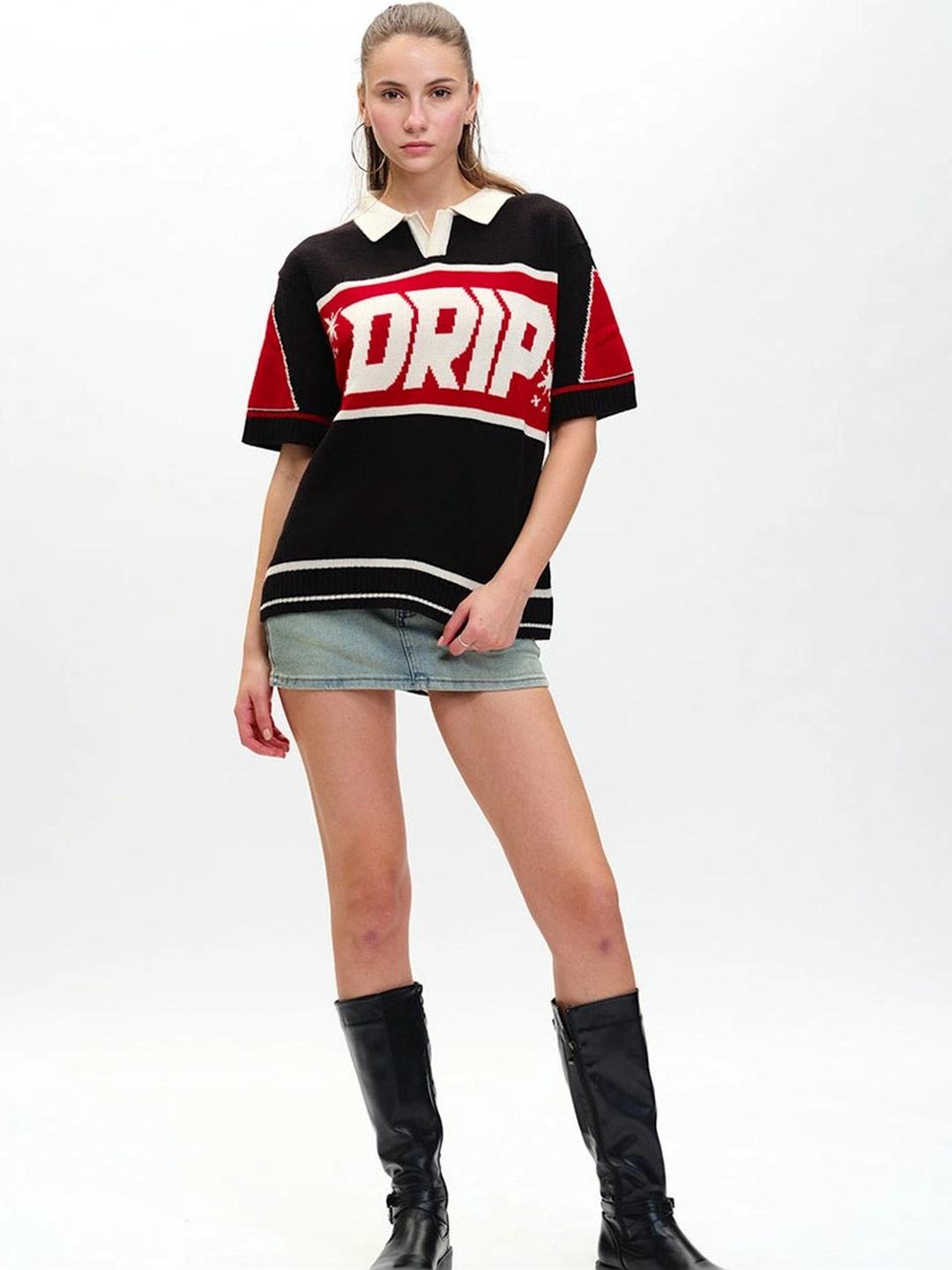 Bonkers Corner Women Drip Knit Polo T-Shirt - Image 1