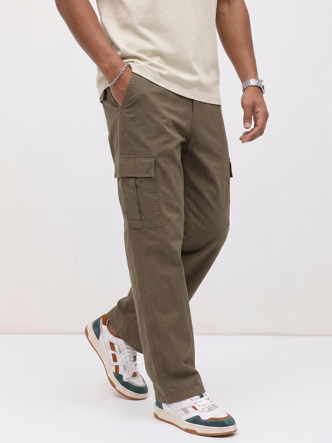 Roadster Men Relaxed Fit Cotton Cargo Trousers - Image 1