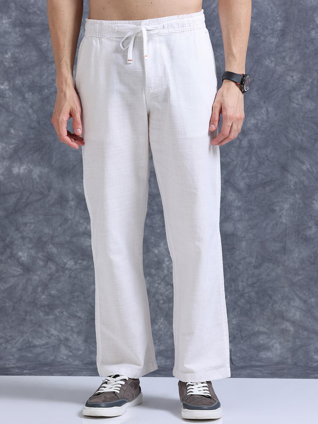 Roadster Lifestyle Co Linen Relaxed-Fit Regular Trousers