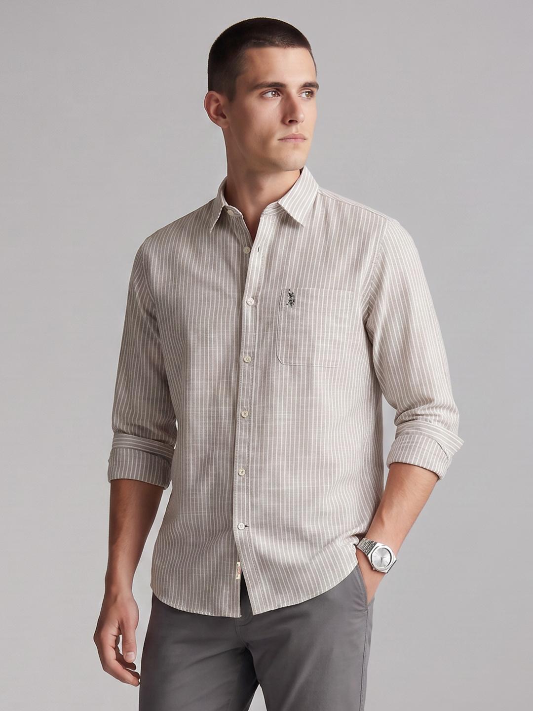 U.S. Polo Assn. Denim Co. Men Striped Casual Shirt Blue - Image 1