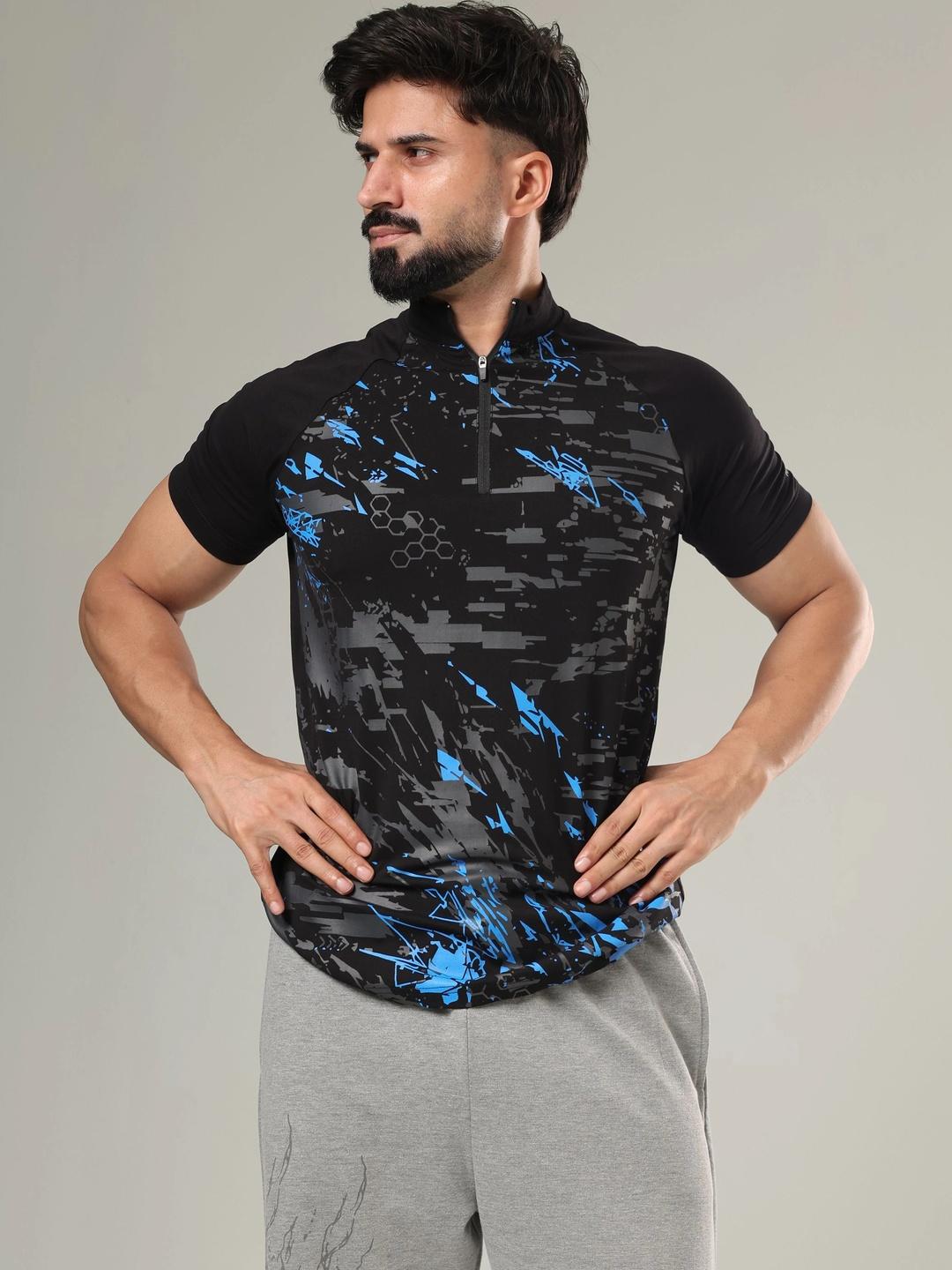 GROW Men Printed High Neck T-shirt - Image 1