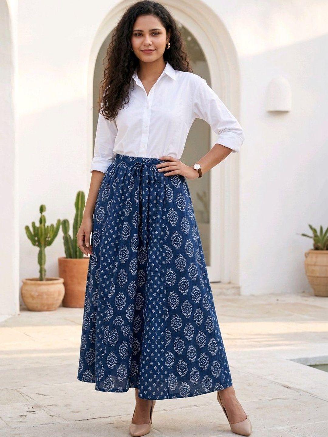 Buy BLUE PIEGEON Women Cotton Blend Paisley Bohemian Midi A-Line