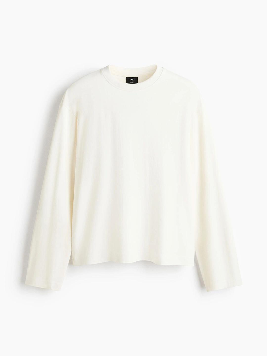 H&M Relaxed Fit Long-Sleeved Interlock T-Shirt - Image 1