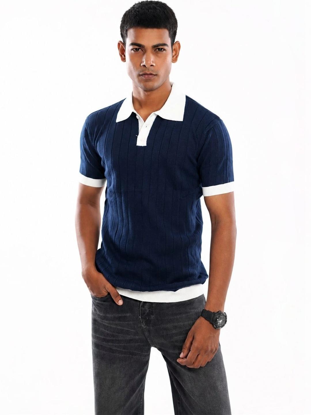 DOPPEY Men Polo Collar Slim Fit T-shirt - Image 1