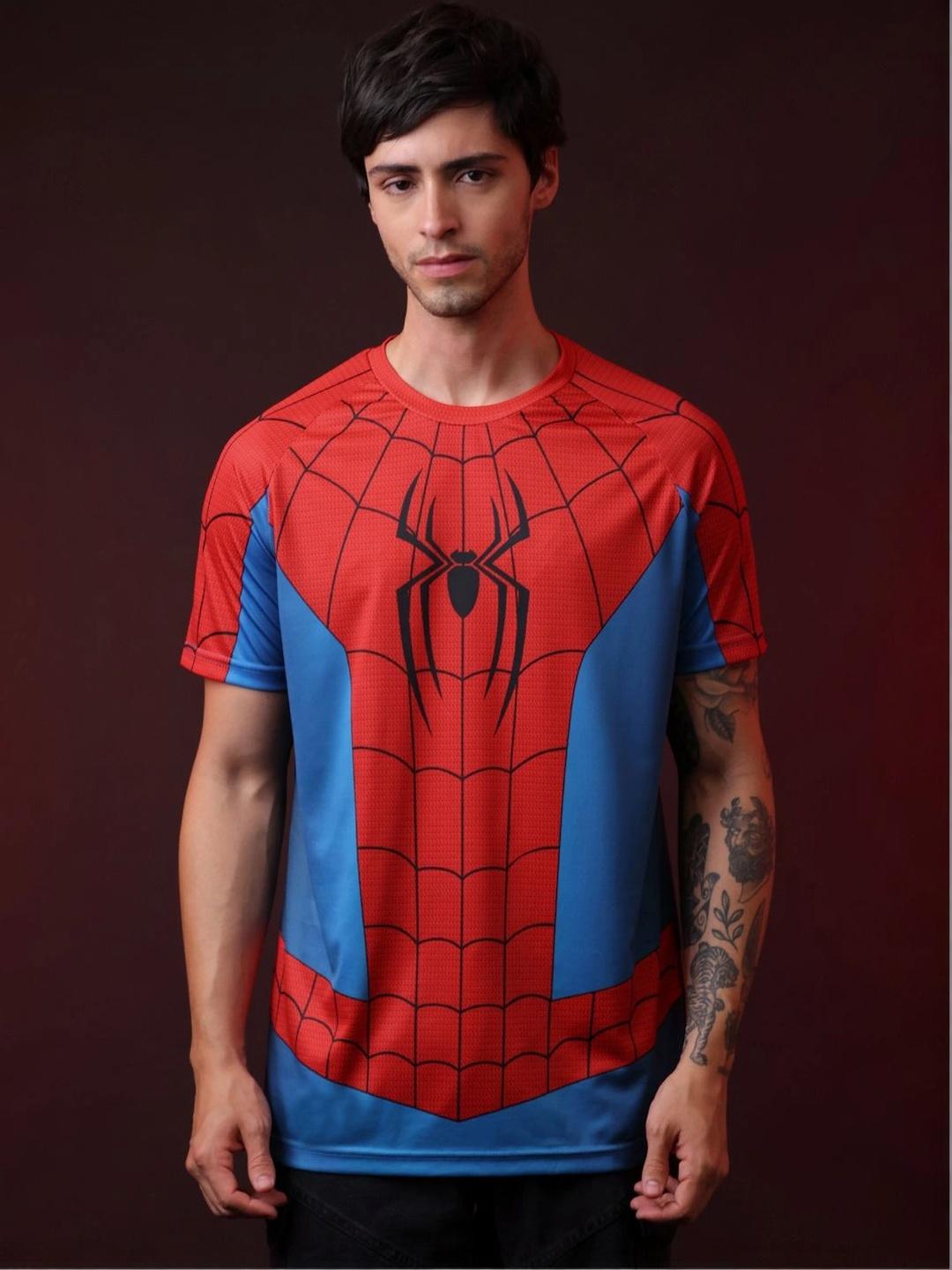 Free Authority Men Spider-Man Printed Regular Fit Tshirt