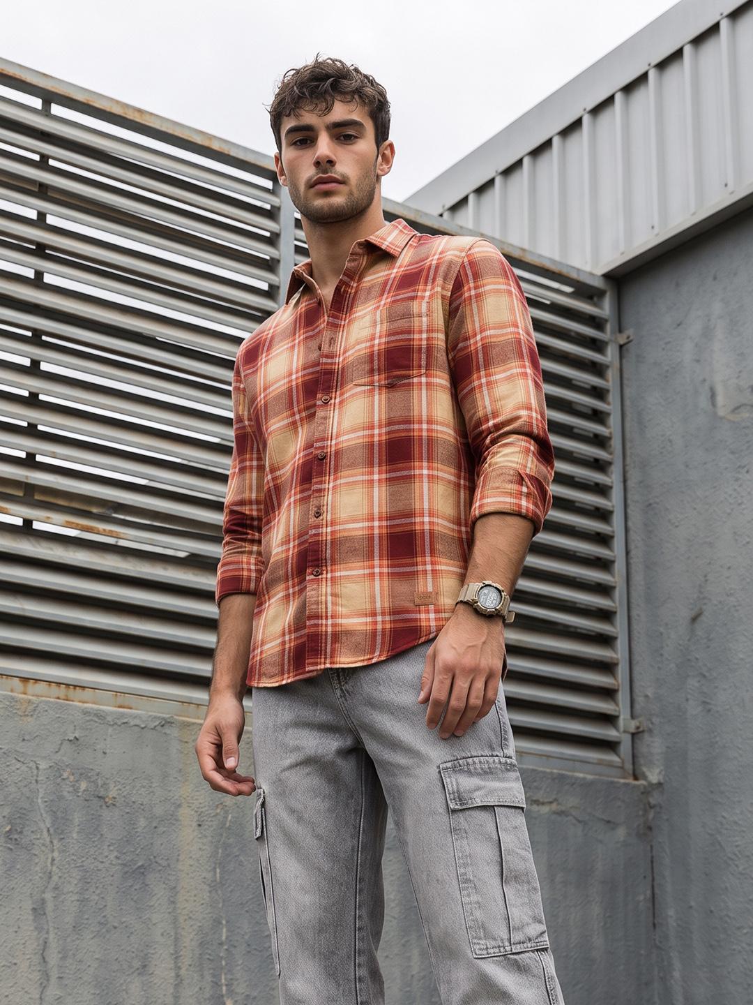 Roadster Life Co. Men's Checked Pure Cotton Casual Shirt - Image 1