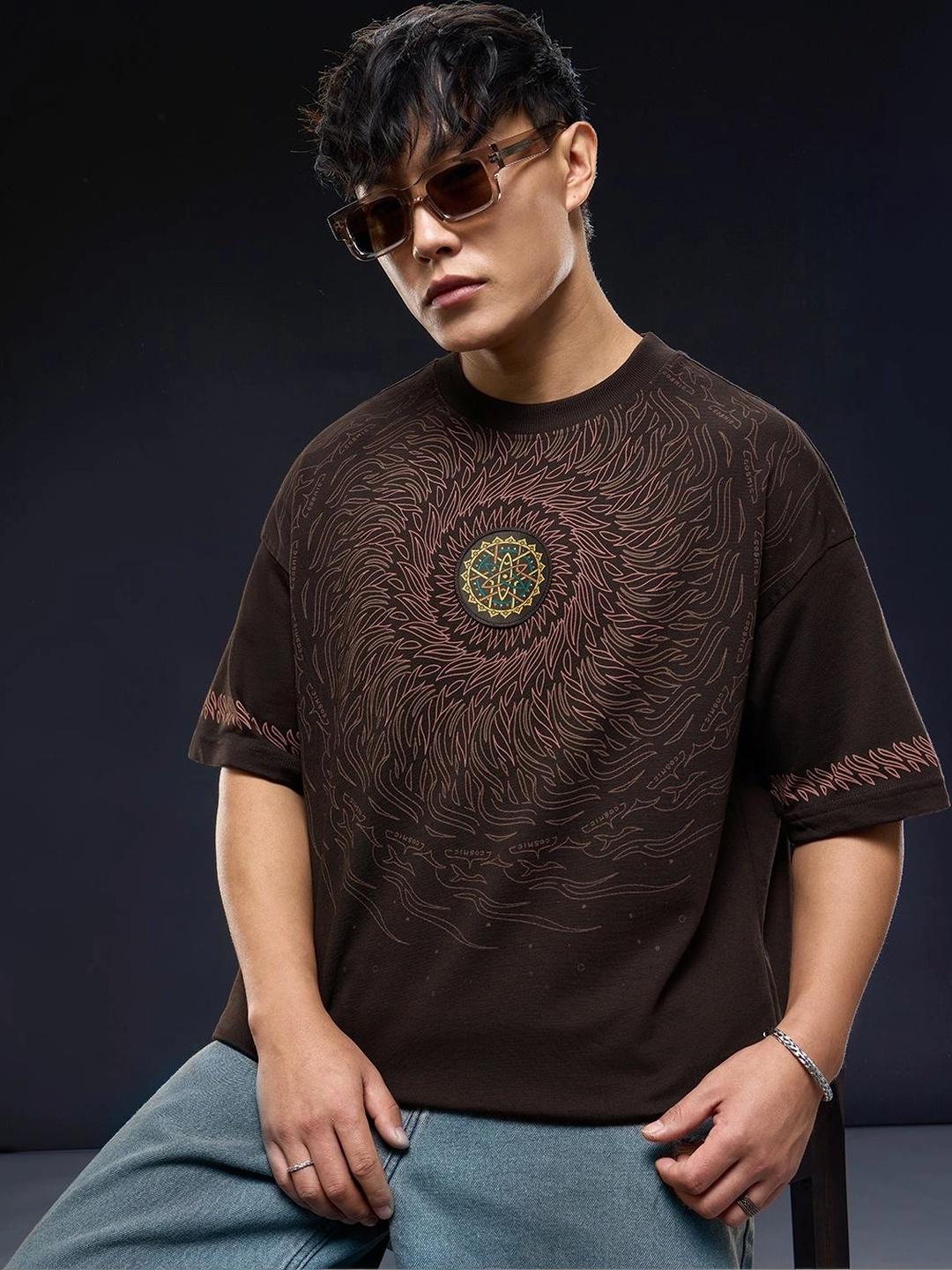 The Souled Store Men Printed Drop-Shoulder T-Shirt