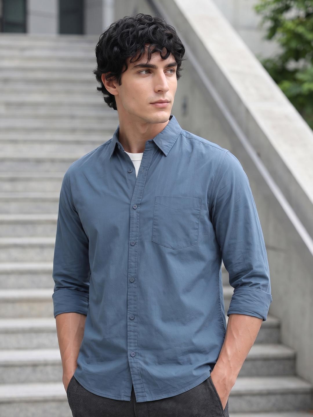 HERE&NOW Men Regular Fit Peach Premium Cotton Casual Shirt