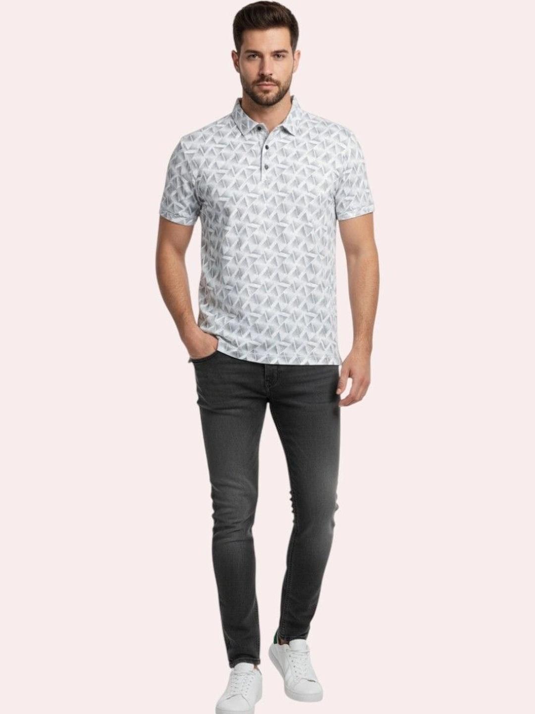 GLORI STAR Men Printed Polo Collar T-shirt - Image 1