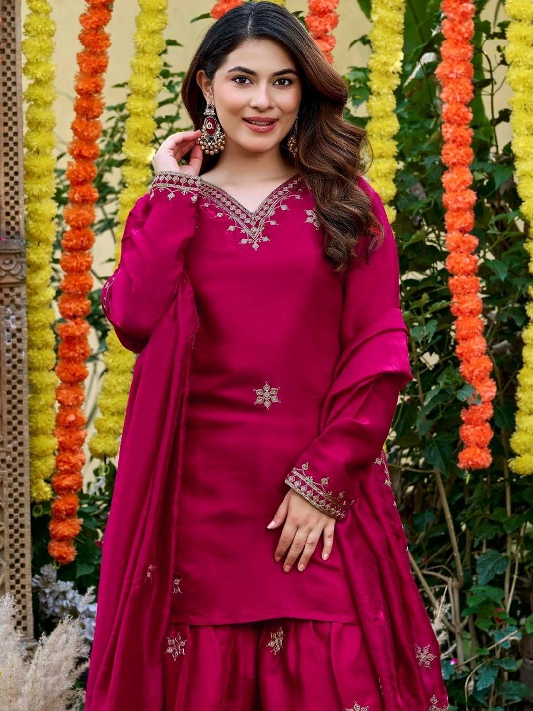TWINS LADY Women Embroidered Kurta with Sharara & Dupatta - Image 1