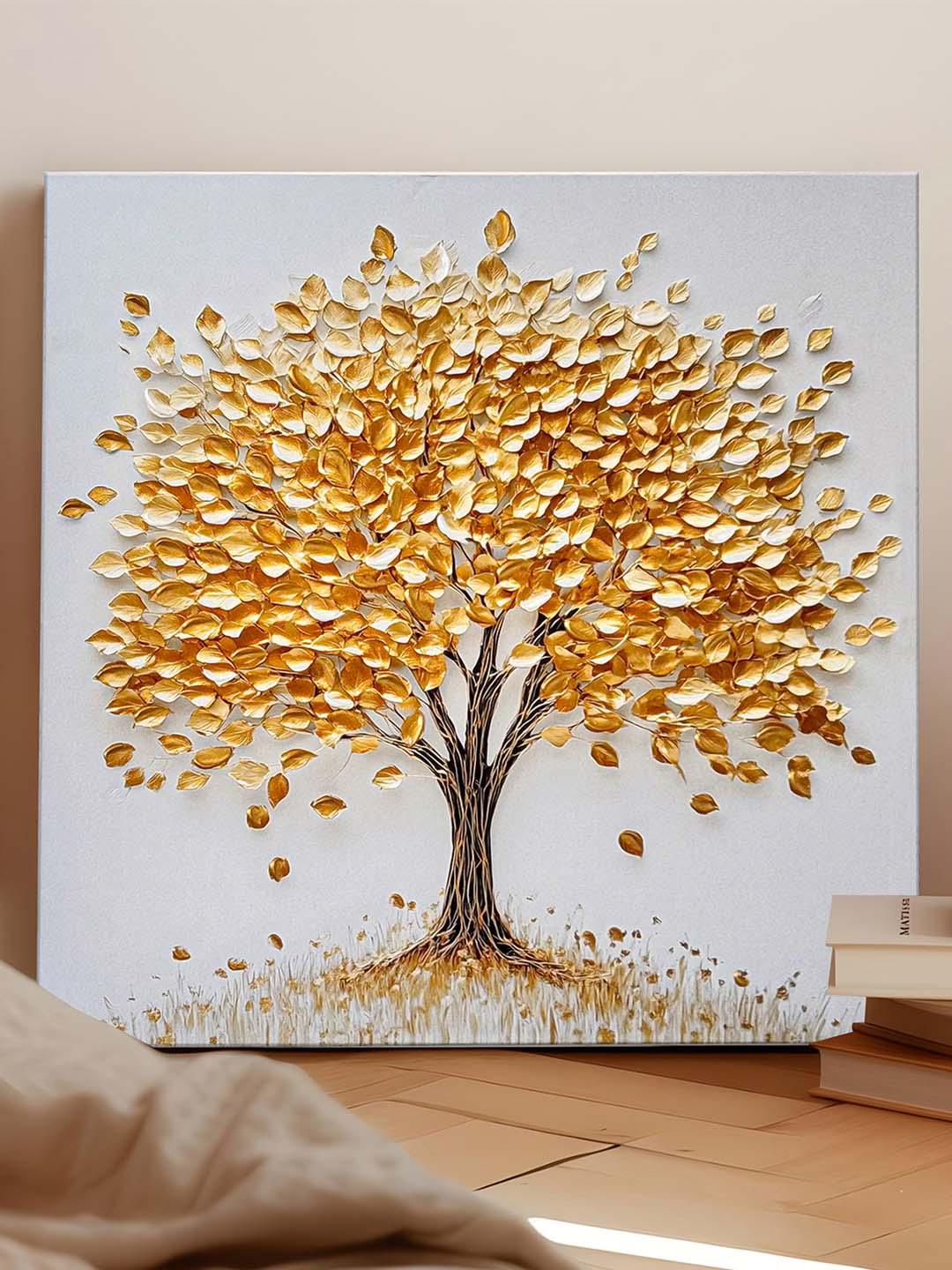 Buy Art Street Canvas 3D Golden Kalpavriksha Vastu Painting 24x24